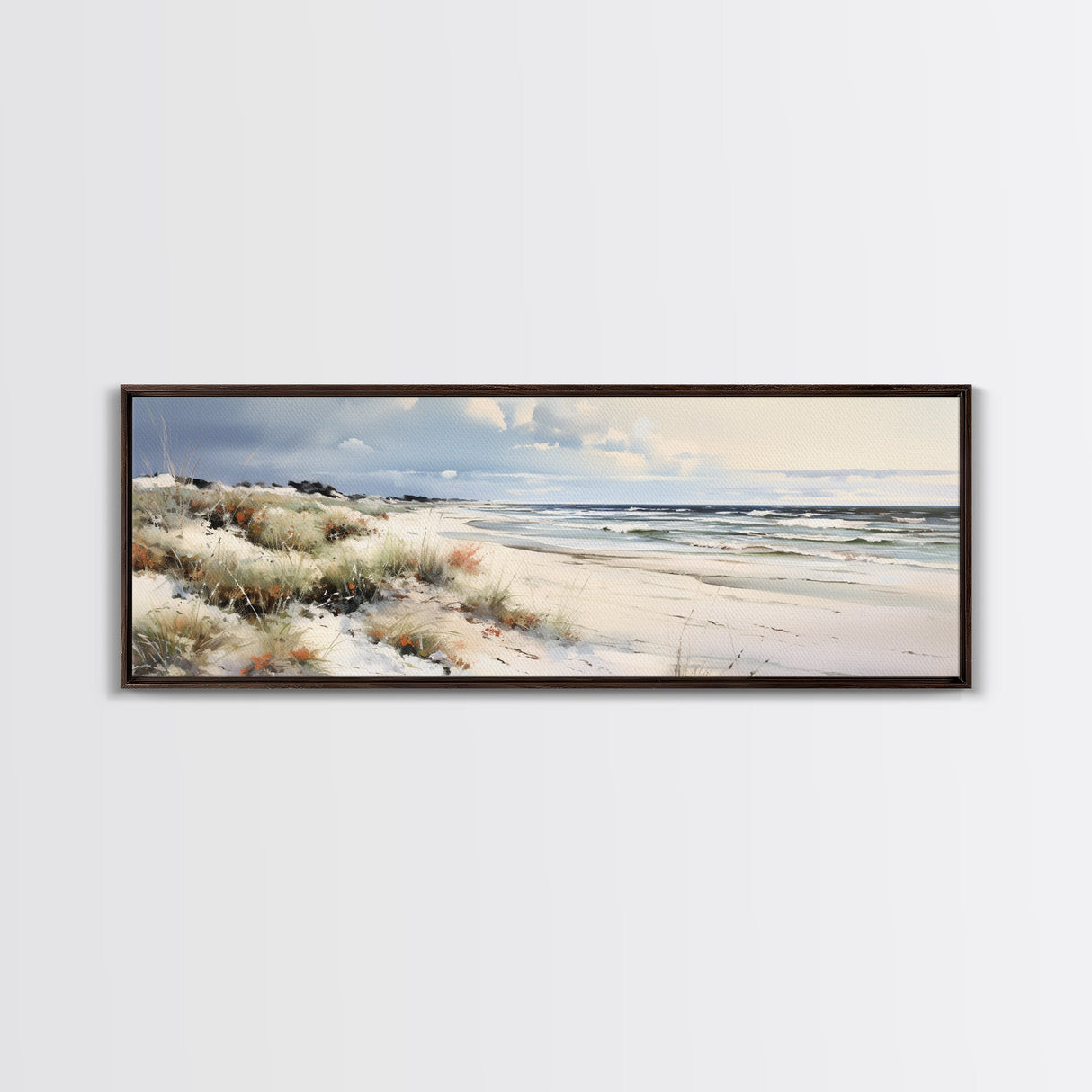 Panoramic Ocean Beach canvas prints Sea landscape Nautical photo Coastal Framed Art Sea wave canvas Extra large wall art Ready to hang