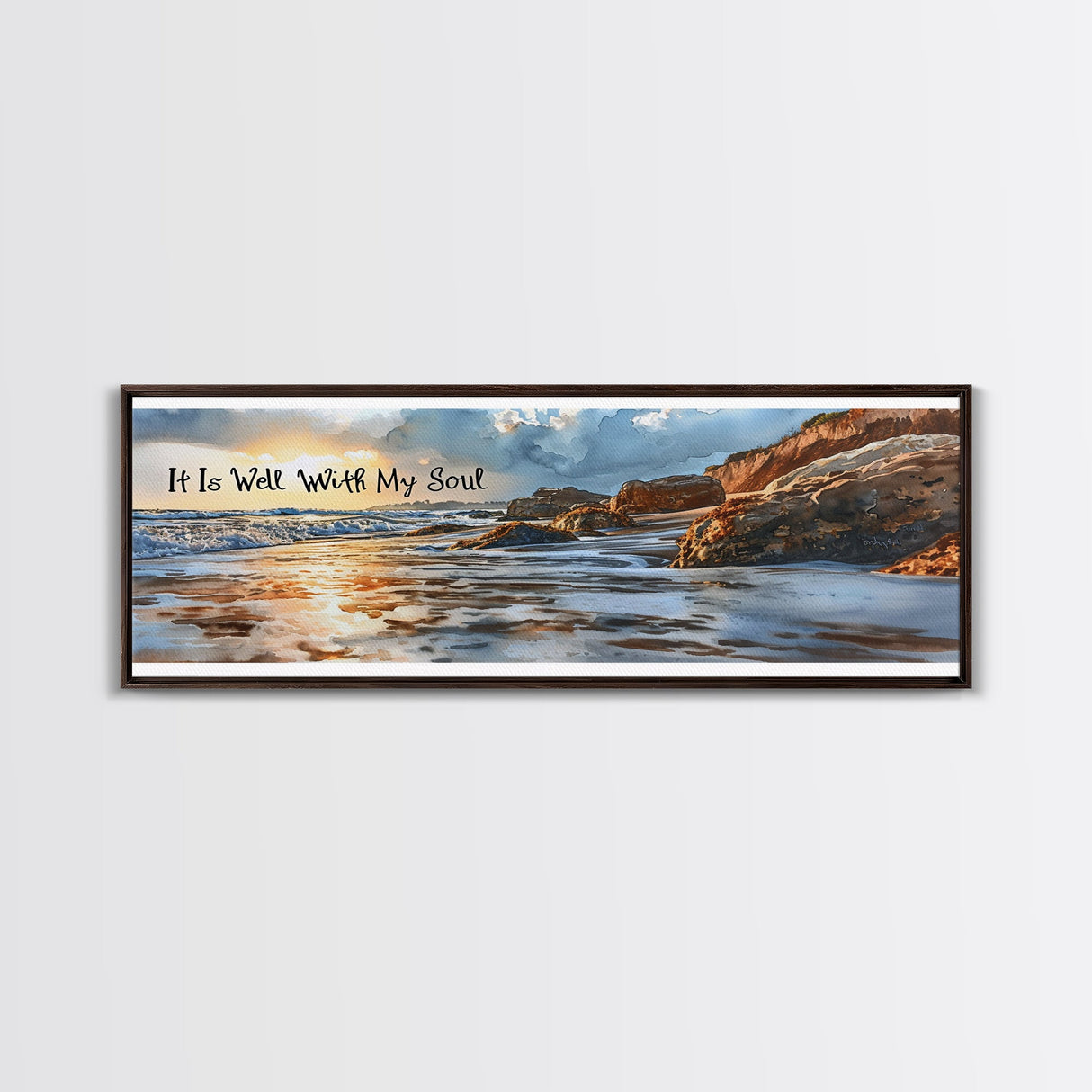 It Is Well With My Soul Beach & Coastal Canvas Wall Art, Christian Wall Art, Coastal Beach Painting, Farmhouse Beach Coastal Wall Art