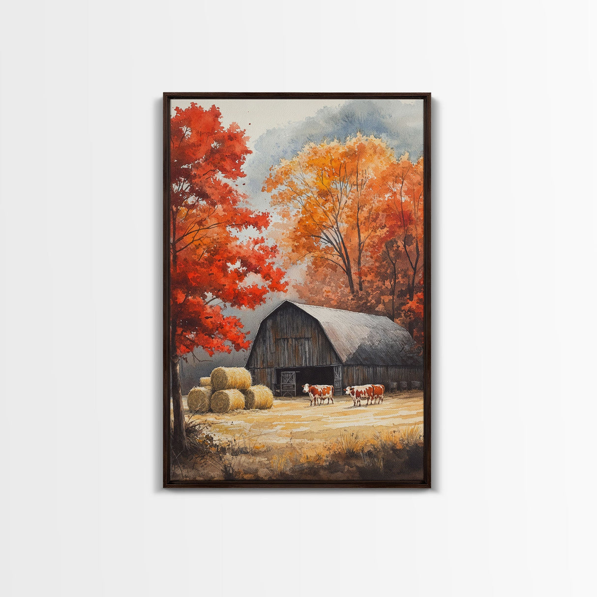 Fall Decor, Barn Amongst The Falling Leaves, Farmhouse Decor, Fall Art, Autumn Decor, Thanksgiving Seasonal Wall Art