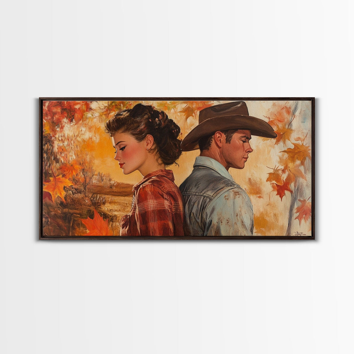 Framed Canvas Print Cowboy Gazing Over Snowy Landscape Western Horse Rider Winter Mountain Art Winter Wonderland Wall Art