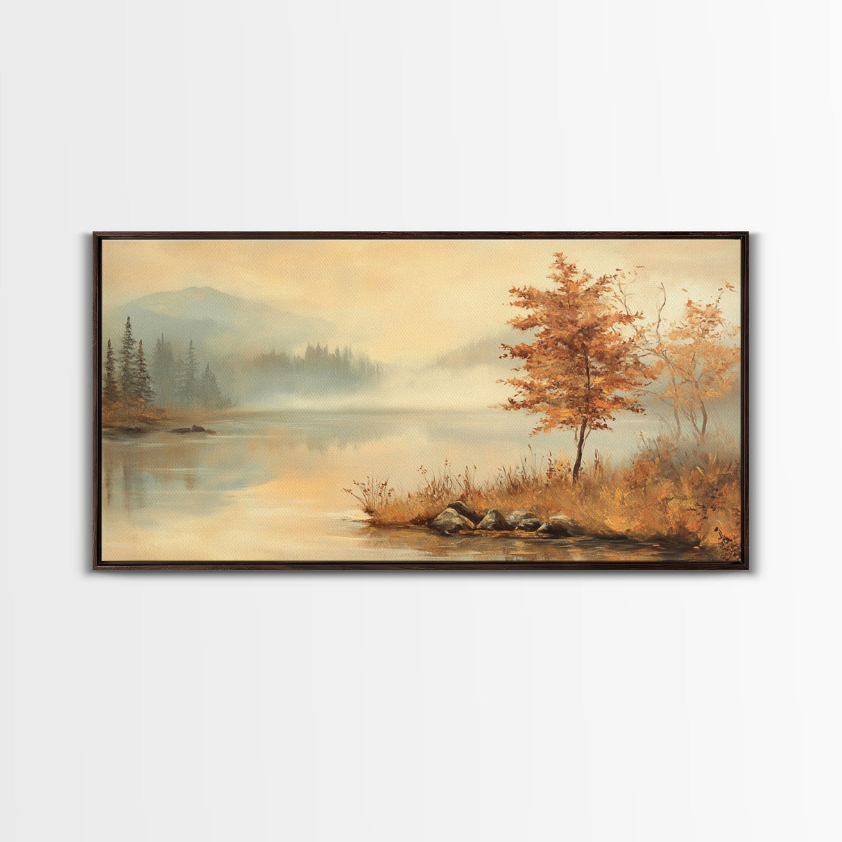 Fall In The Countryside, Moody Wall Decor, Framed Canvas Print, Seasonal Autumn Decor