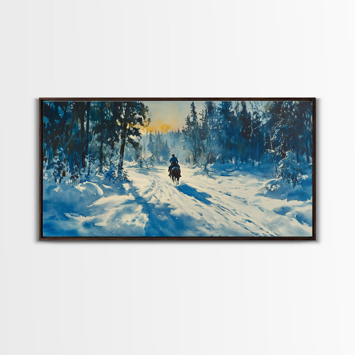 Cowboy And Cattle In Autumn Framed Canvas Print Tall Art Fall Country Landscape Western Home Decor Rustic Farmhouse Wall Art Autumn Gift