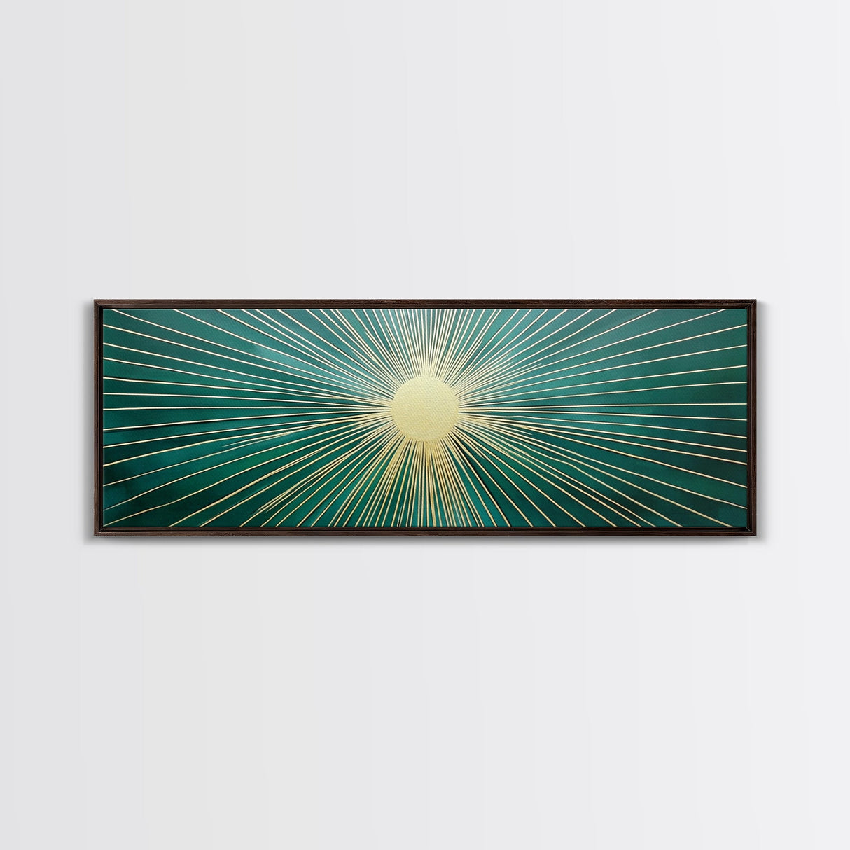 Boho Sunburst Canvas Print, Retro Vibes, Eclectic Wall Art, Large and Wide Horizontal Panoramic Framed Canvas, Minimalist Above Bed Decor