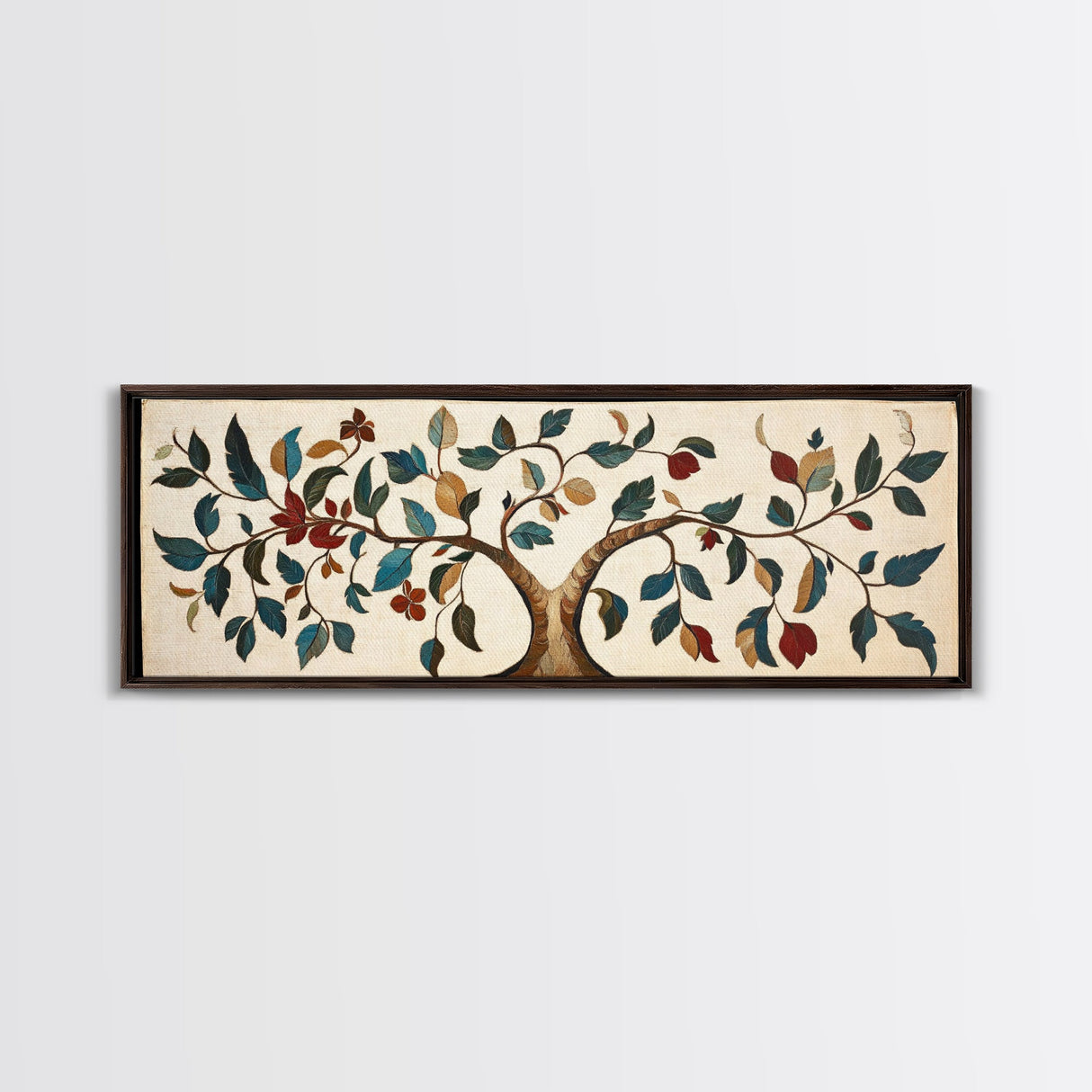 Textile Tree Print - "The Giving Tree" - Framed Canvas Print - Boho Style Wall Art