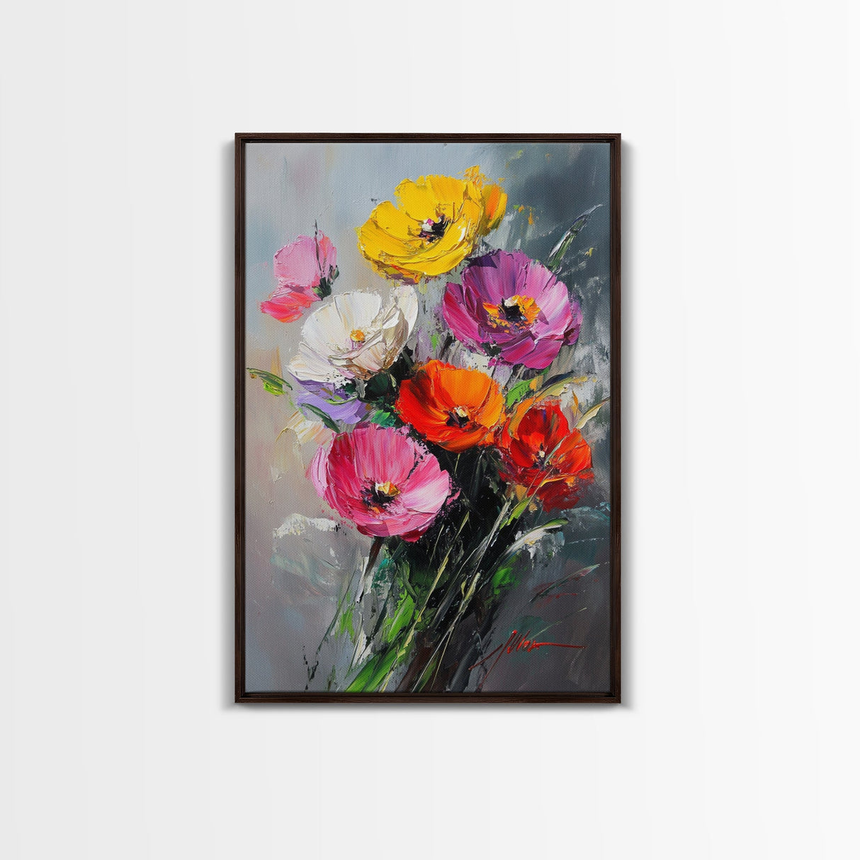 Wild Flower Painting Print On Canvas, Wood Framed Wall Art, Original Art, Flowers Painting, Floral Print, Modern Art, Living Room Wall Art