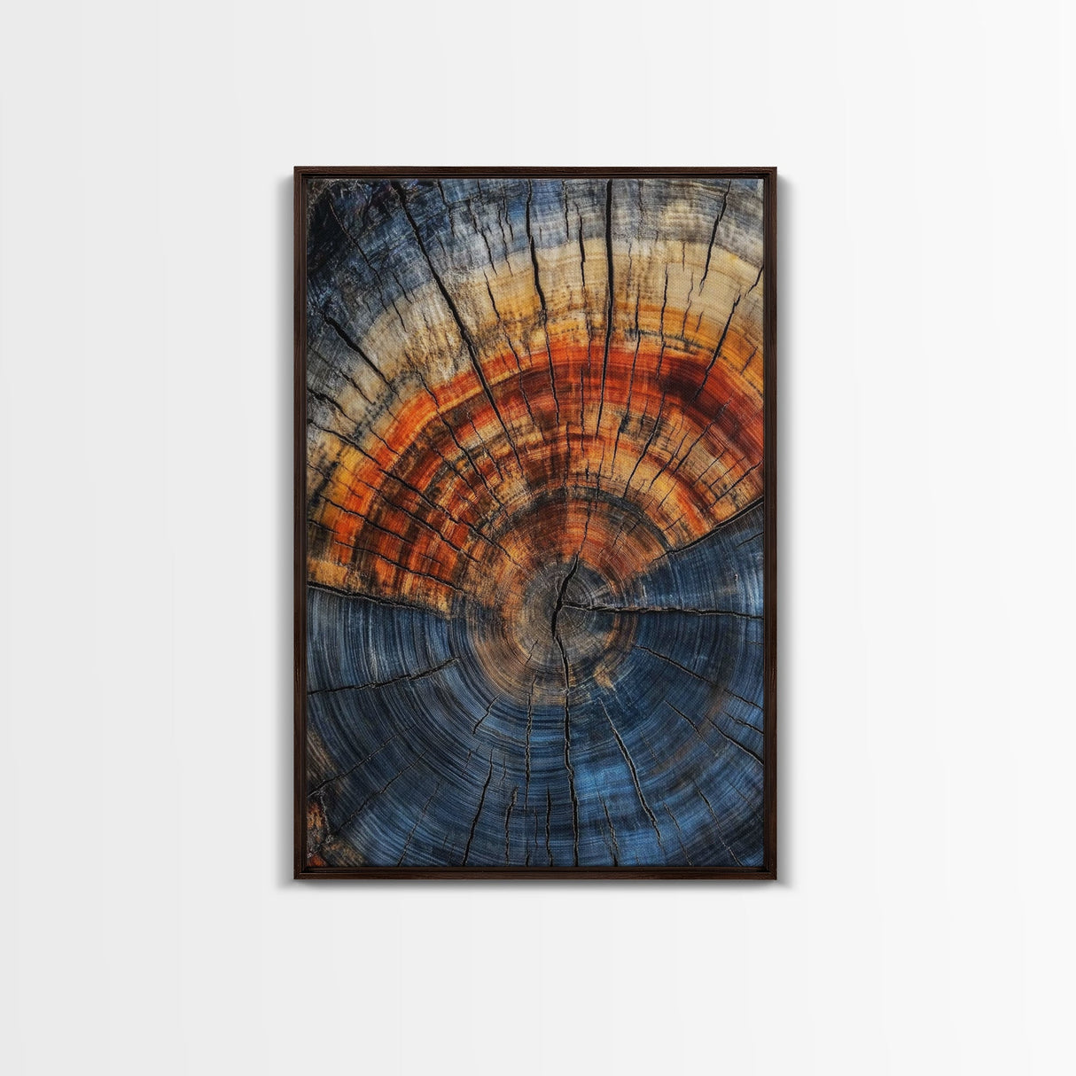 Nordic Style Tree Rings Canvas Print, Modern Farmhouse Rustic Decor, Wood Framed Art, Original Art On Canvas Wood Rings Wall Art Print