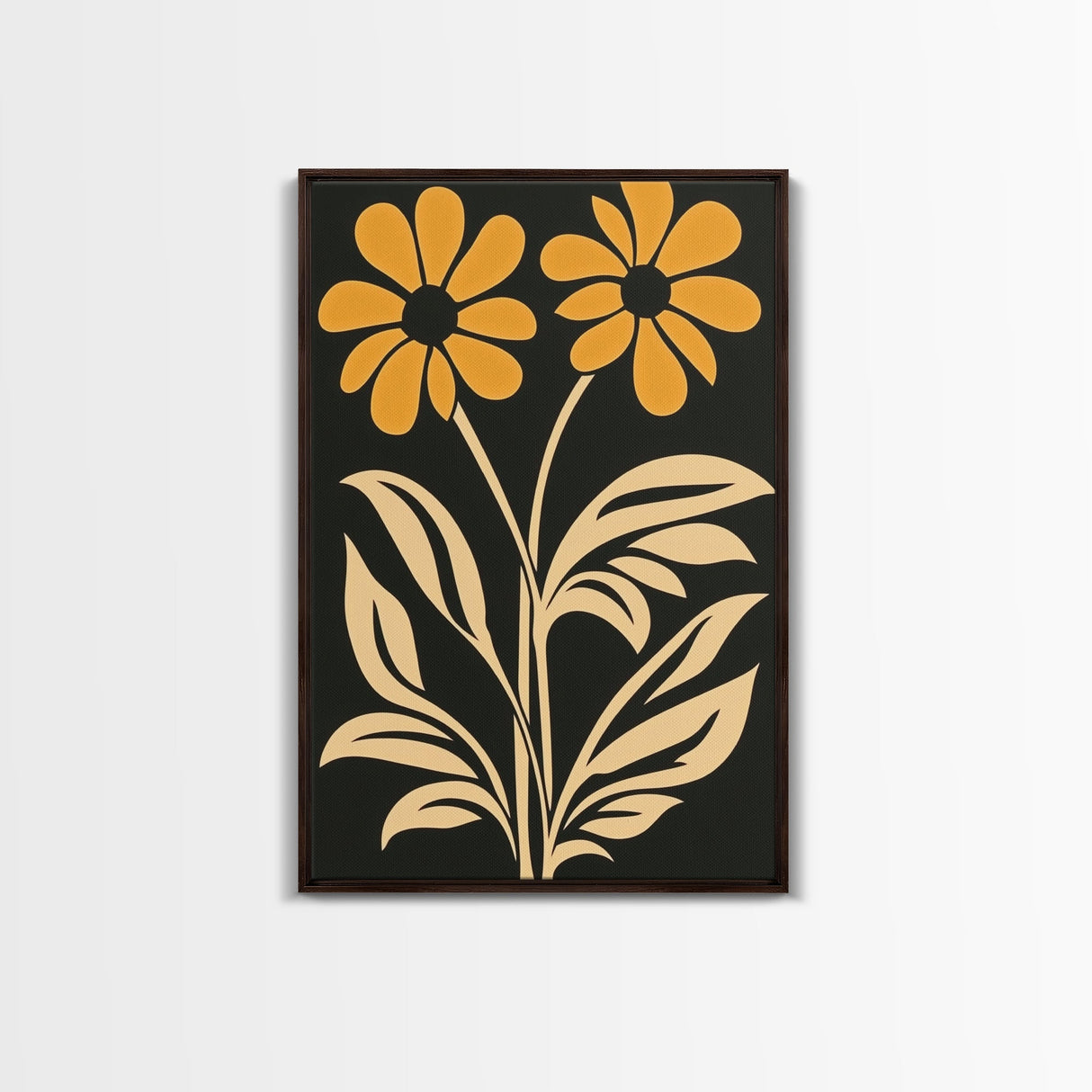 Minimalist Framed Canvas Print Wall Art Botanical Print Flower Wall Art Floral Orange Flower Art Boho Modern Farmhouse Home Decor