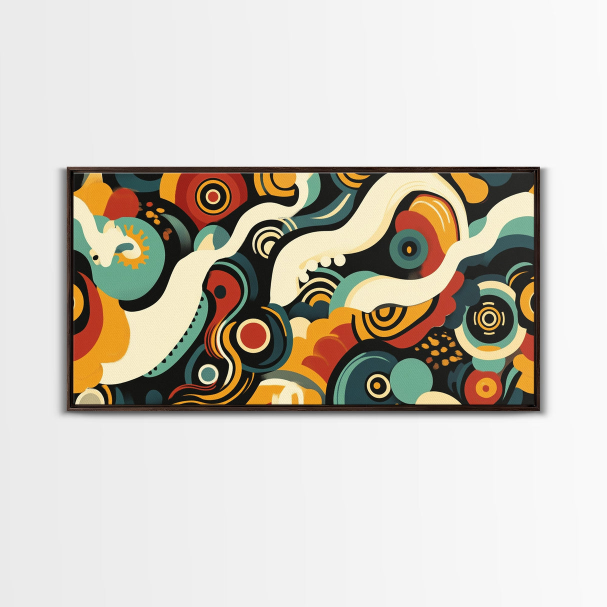 Surrealist Abstract Art, Framed Canvas Print, Kitsch Decor, Boho Style Eclectic Home Decor