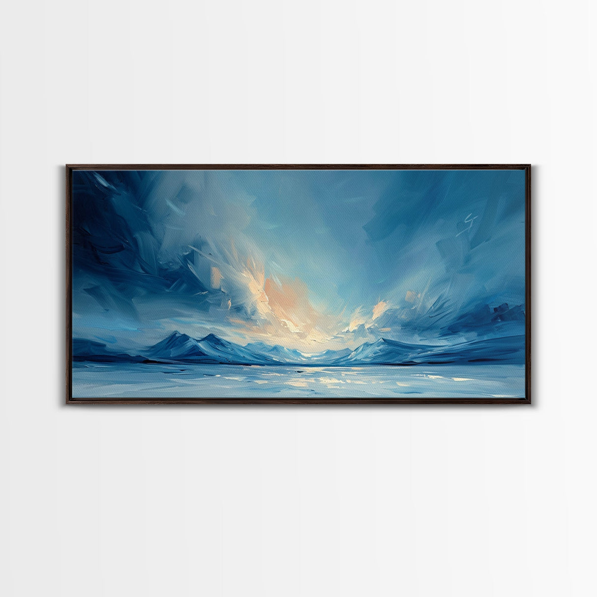 The Arctic - Framed Canvas Print - Wood Framed Wall Art - Landscape Oil Painting - Minimalist Landscape Wall Art