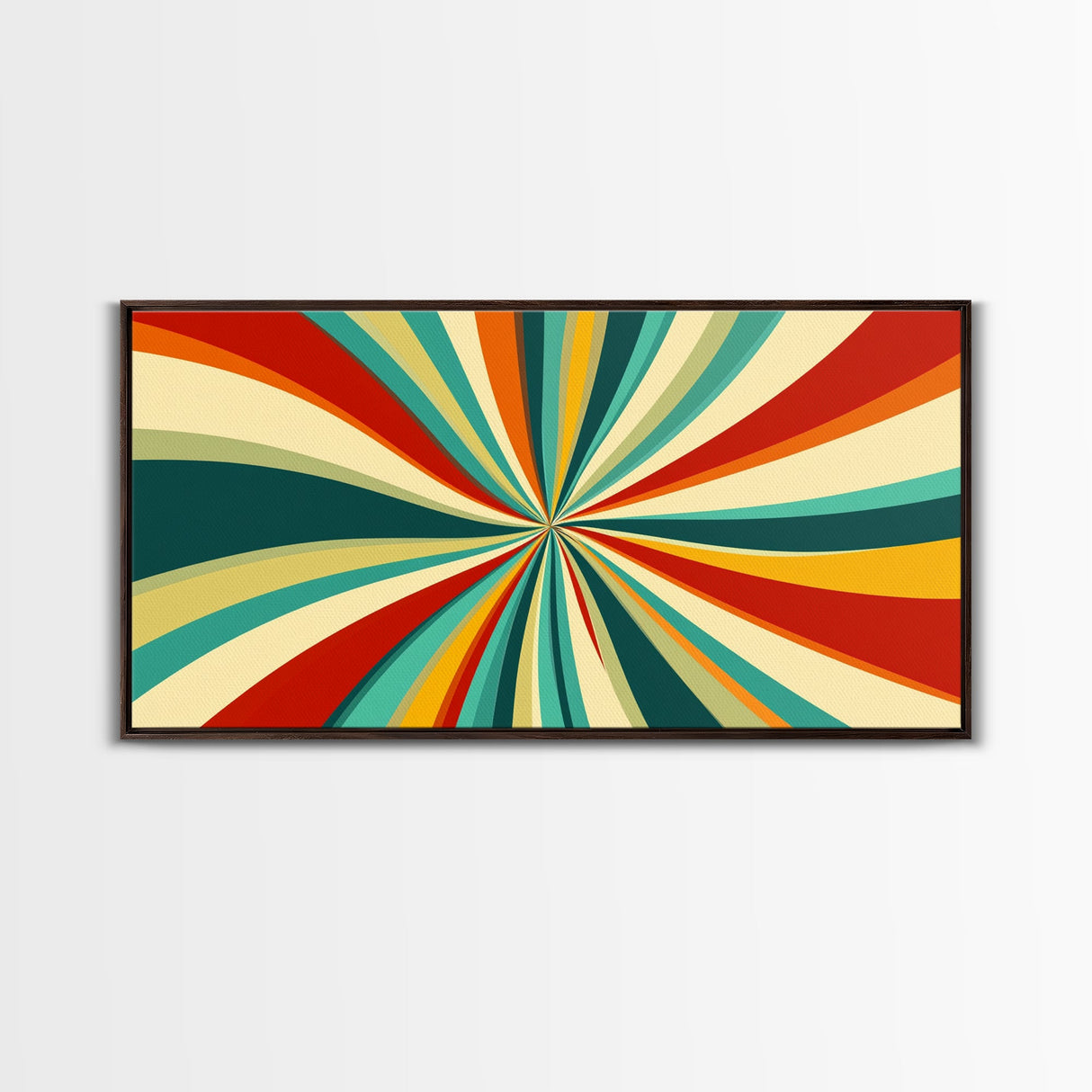 Horizontal Vertical Wall Art Framed Canvas Print, Mid-Century Modern Abstract Spiral Art, Retro Minimalist Pastel Wall Art