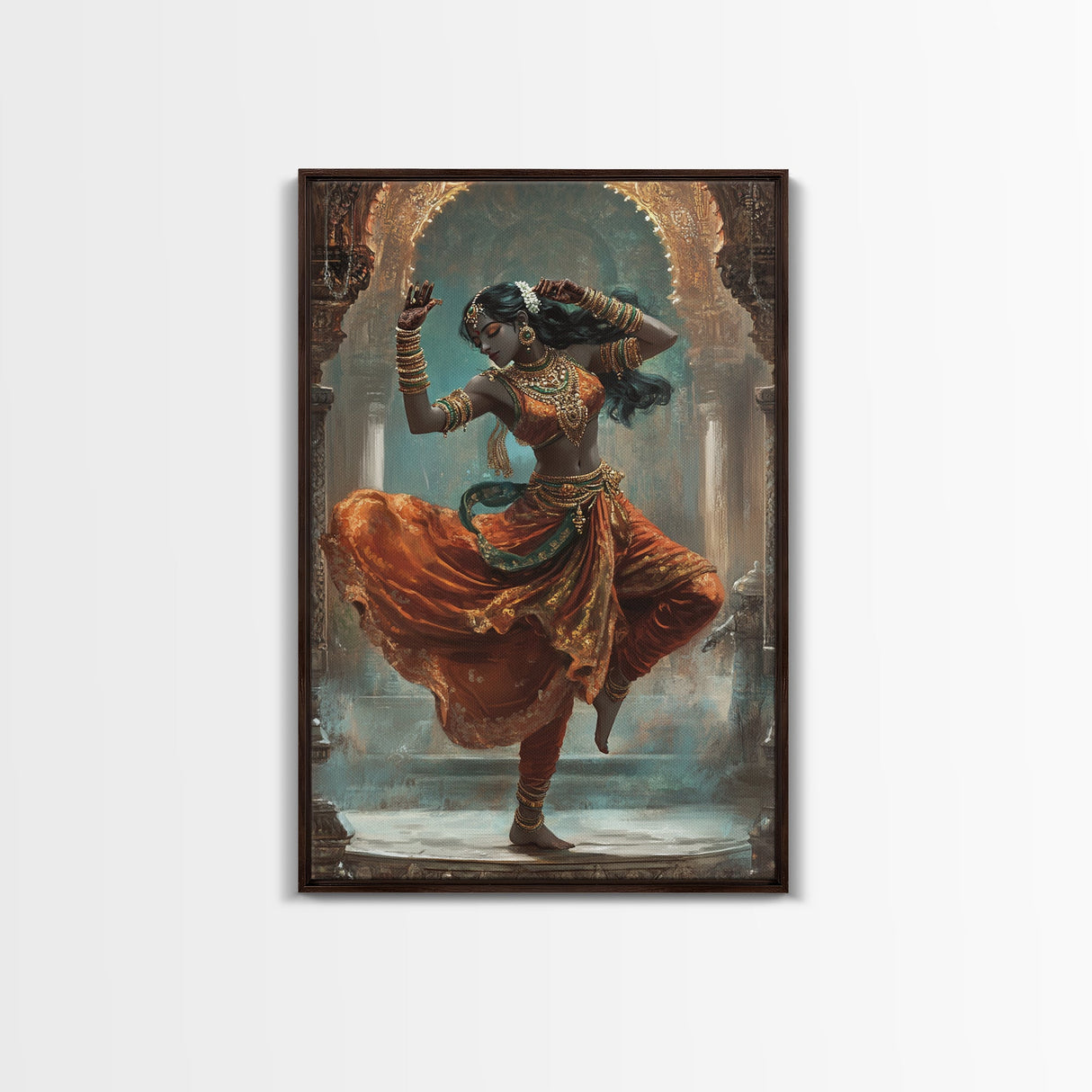 Portrait of Krishna Framed Canvas Print, Krishna Wall Art, Krishna Painting