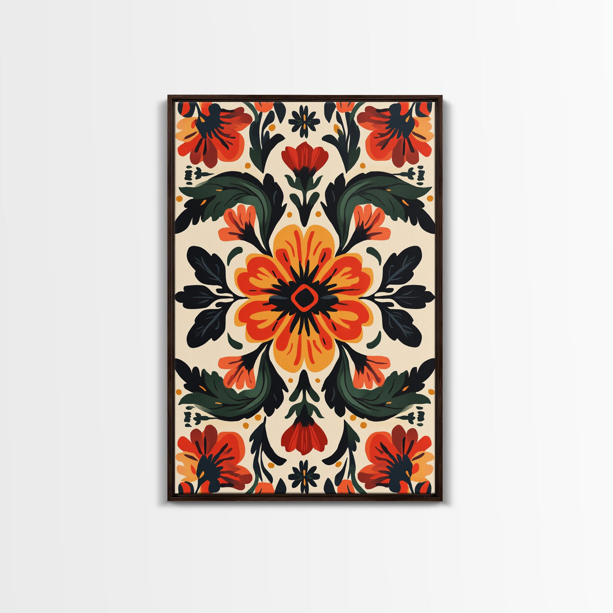 Floral Pattern Canvas Print, Mid-Century Modern Style Abstract Art, Botanical Print, Modern Flower Art Print