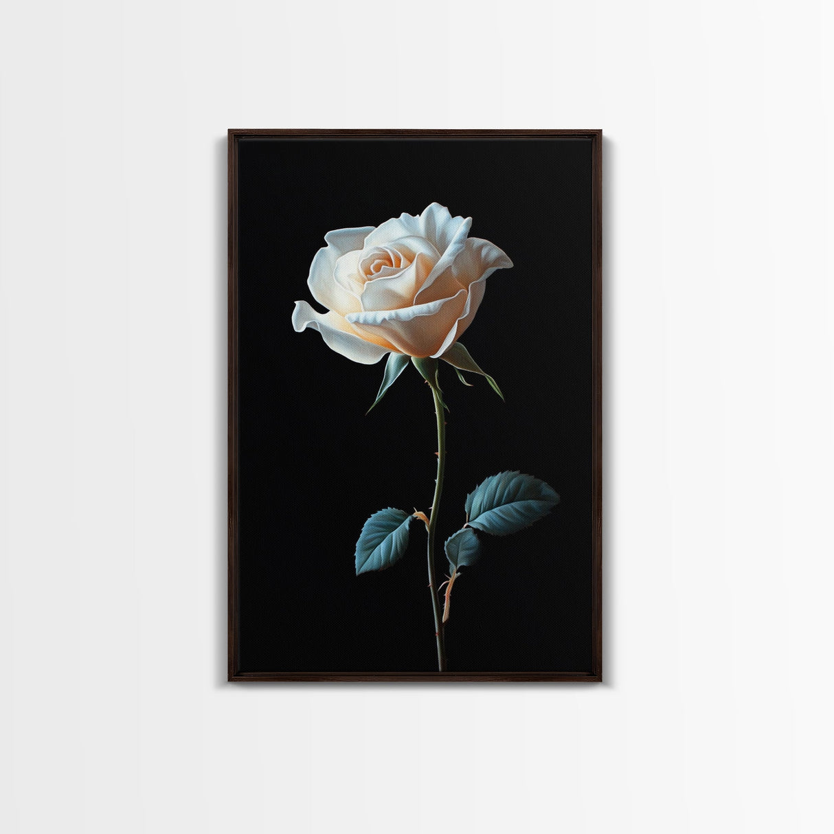Still Life Photograph of a White Rose, Framed Canvas Print, Rose Painting, Rose Decor, Rose Wall Art, Mother's Day Gift Idea, Flower Wall Art
