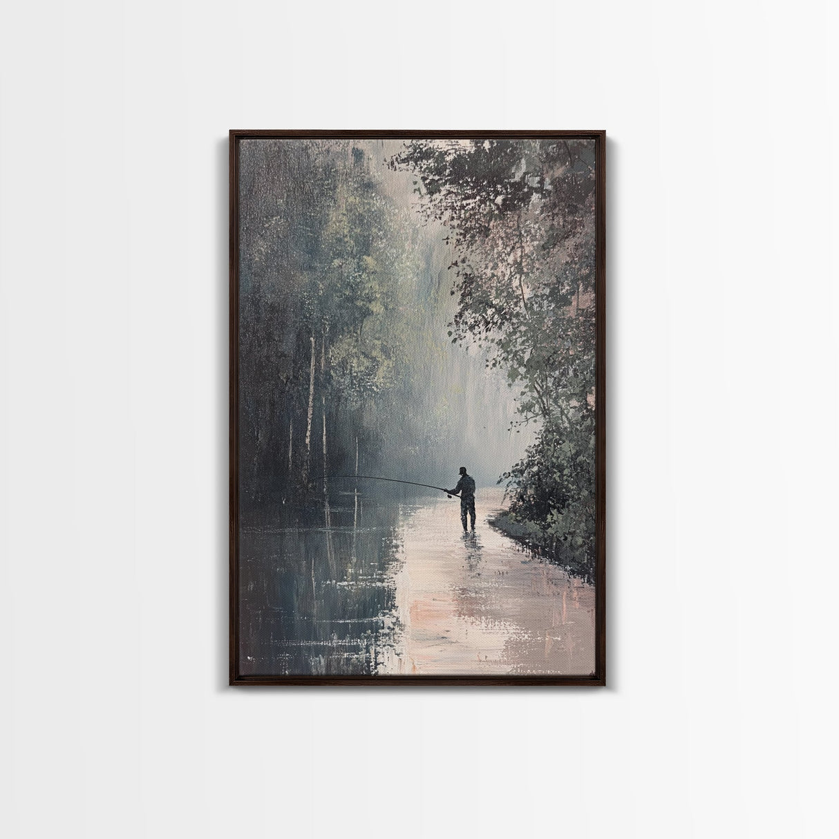 Fly Fishing Wall Art Gift For Dad, Father's Day Gift Idea, Framed Canvas print, Cabin Decor, Cabin Poster, Fishing Cabin Wall Art