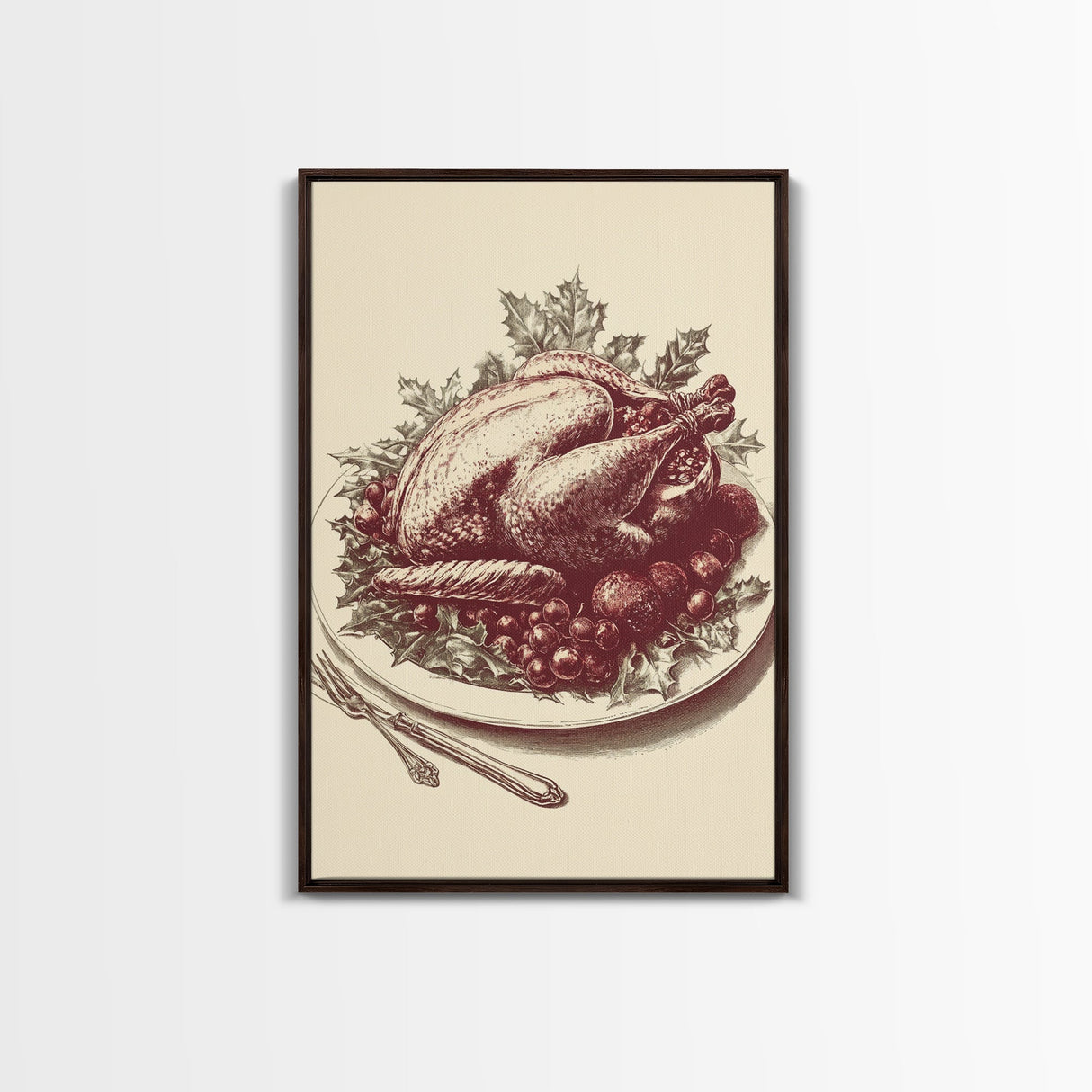 Christmas Turkey Canvas Print - Framed Canvas - Minimalist Christmas Art - Boho Christmas Art - Rustic Christmas Art