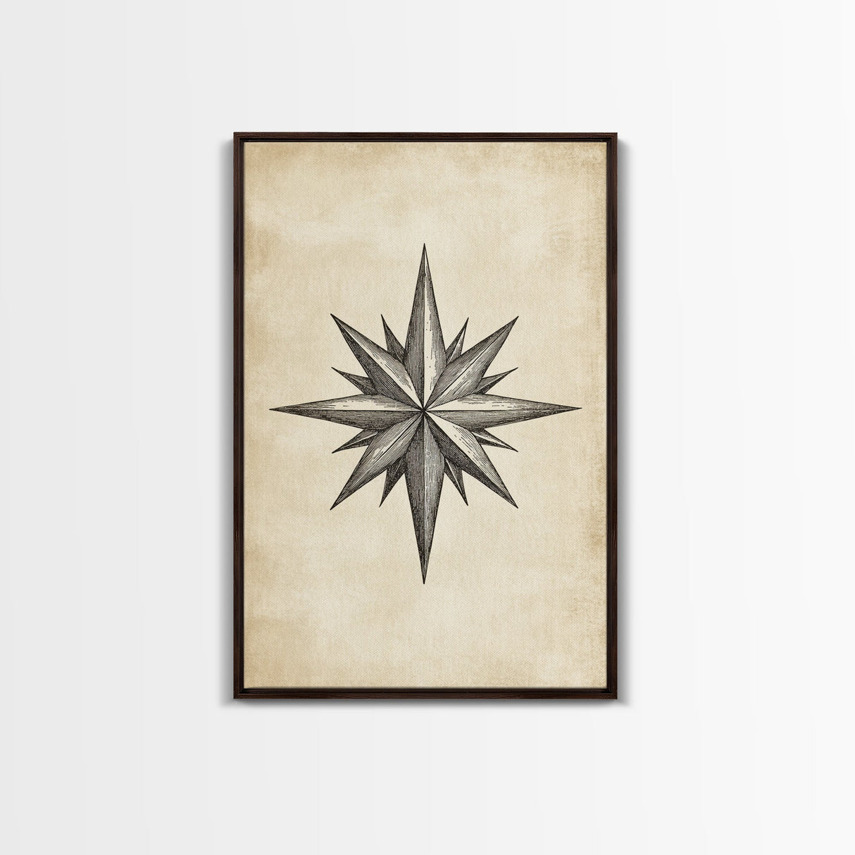 Sketch Of The North Star Canvas Print - Framed Canvas - Minimalist Christmas Art - Boho Christmas Art - Rustic Christmas Art