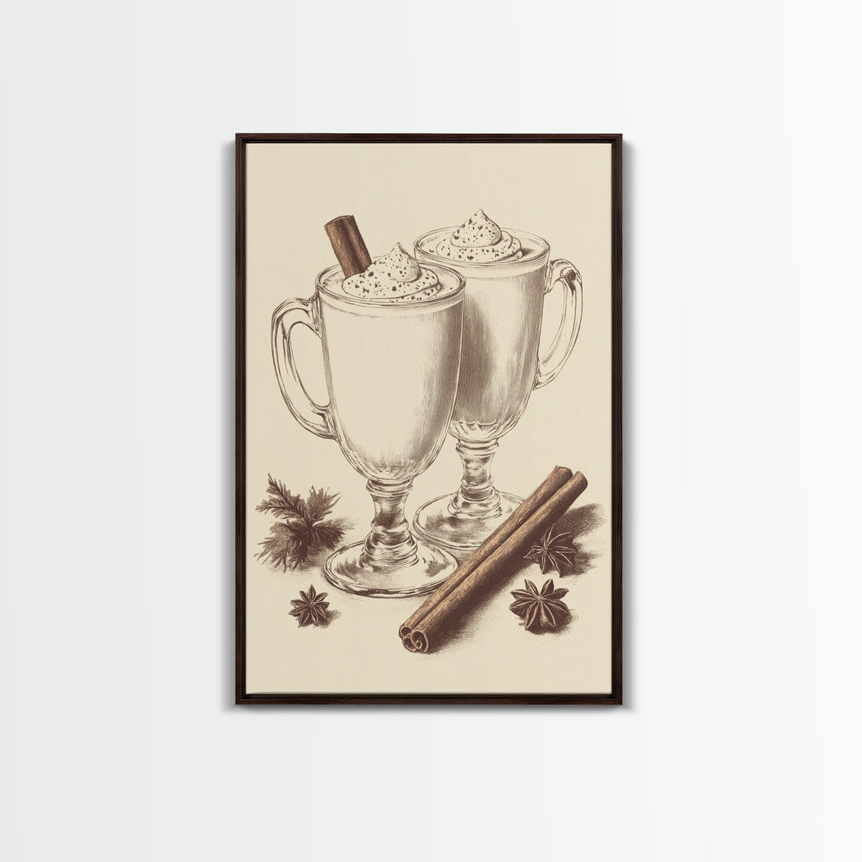 Vinage Egg Nog Canvas Print - Framed Canvas - Minimalist Christmas Art - Boho Christmas Art - Rustic Christmas Art
