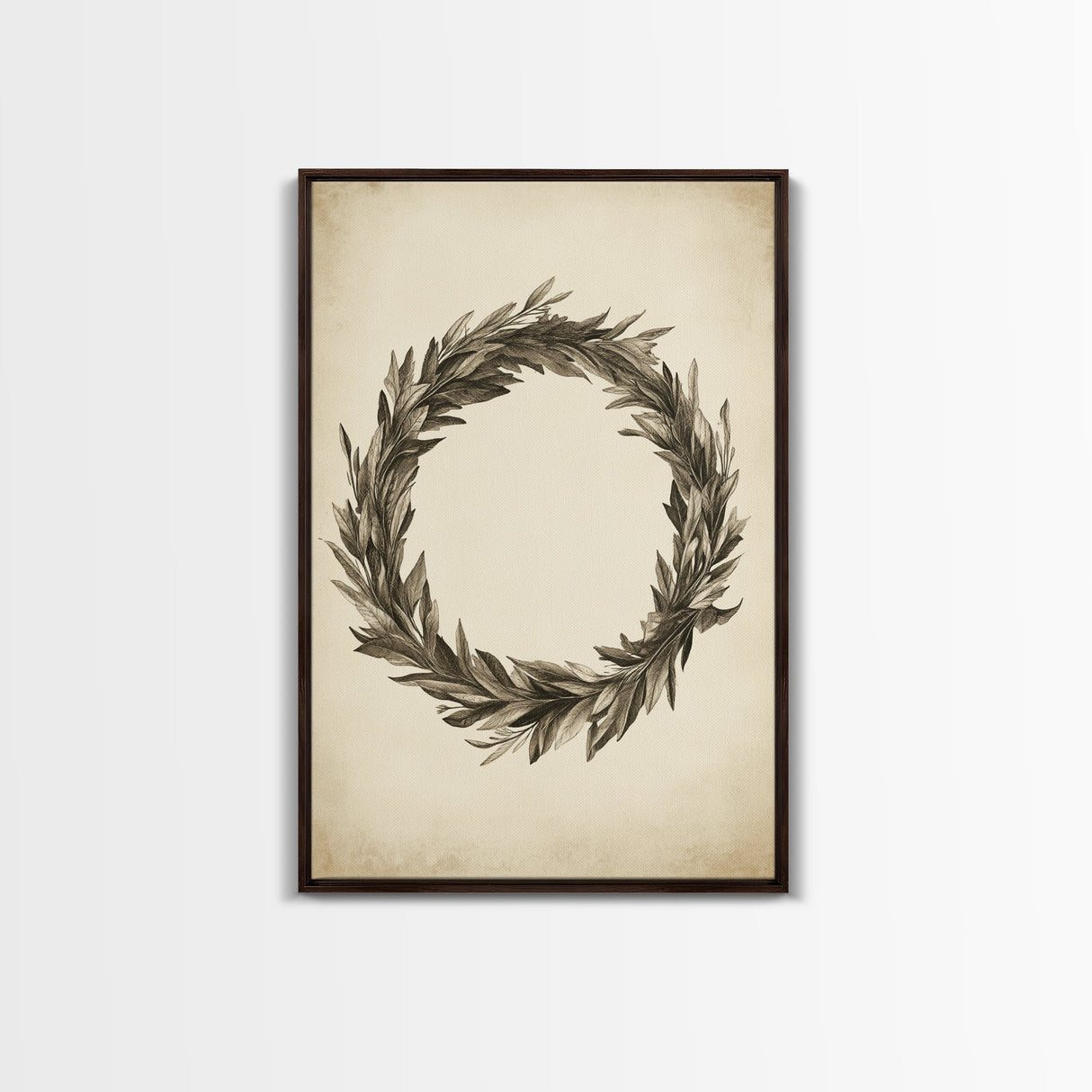 Vintage Wreath Canvas Print - Framed Canvas - Minimalist Christmas Art - Boho Christmas Art - Rustic Christmas Art