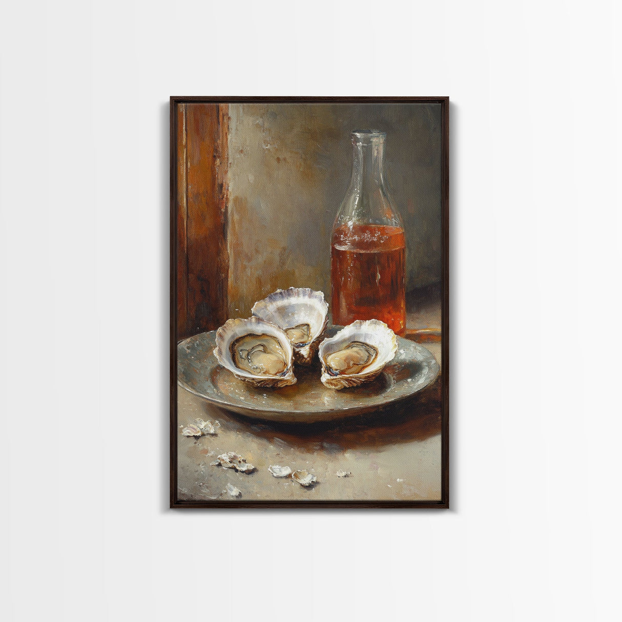 Retro Oysters Poster Canvas Print Kitchen Wall Art Oyster Kitchen Retro Food Art Coastal Seafood Bar Decor Cocktail Art