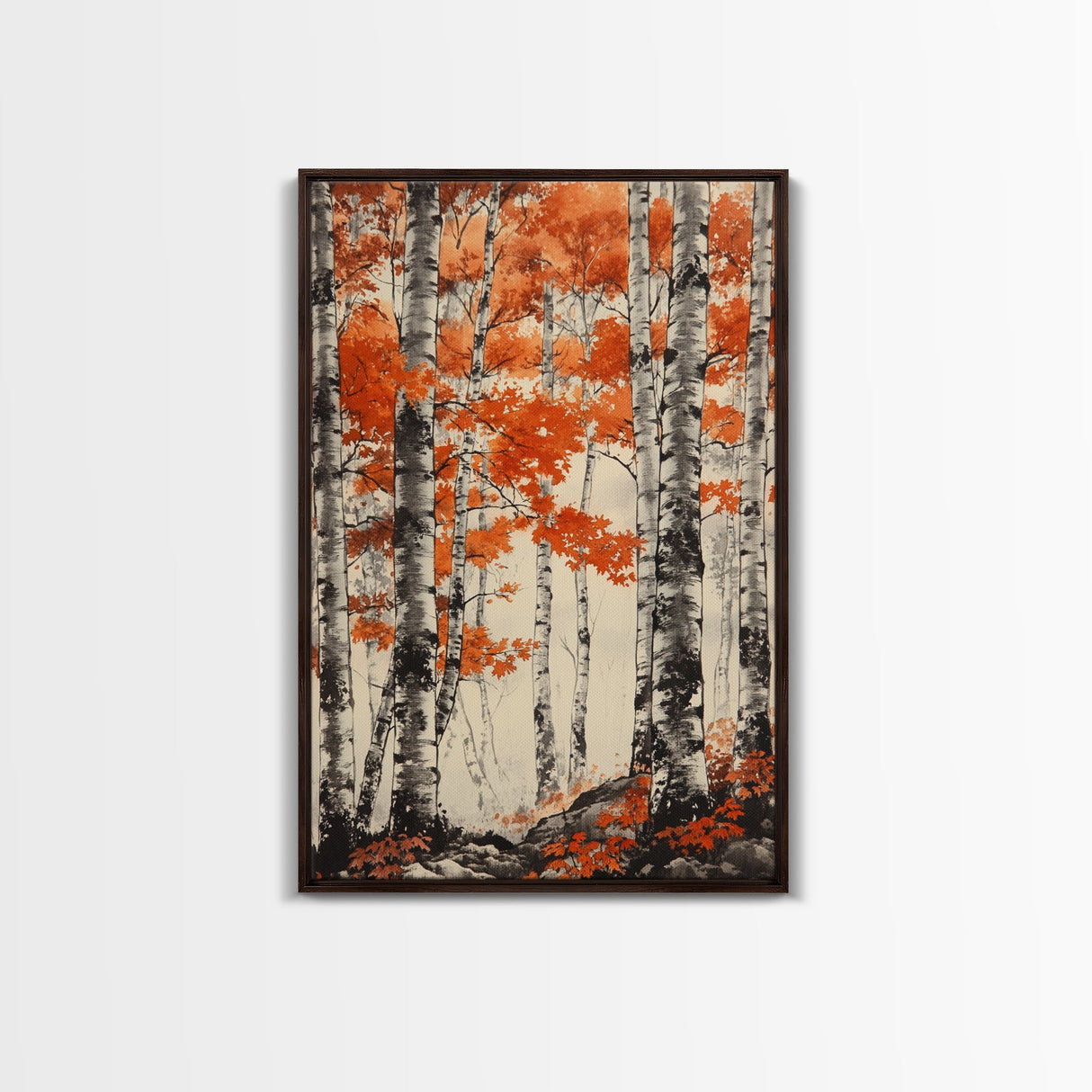 Birch Forest Art Print Autumn Aspen Trees Wall Art Birches Canvas Print Watercolor Landscape Colorado Art Neutral Fall Forest Painting