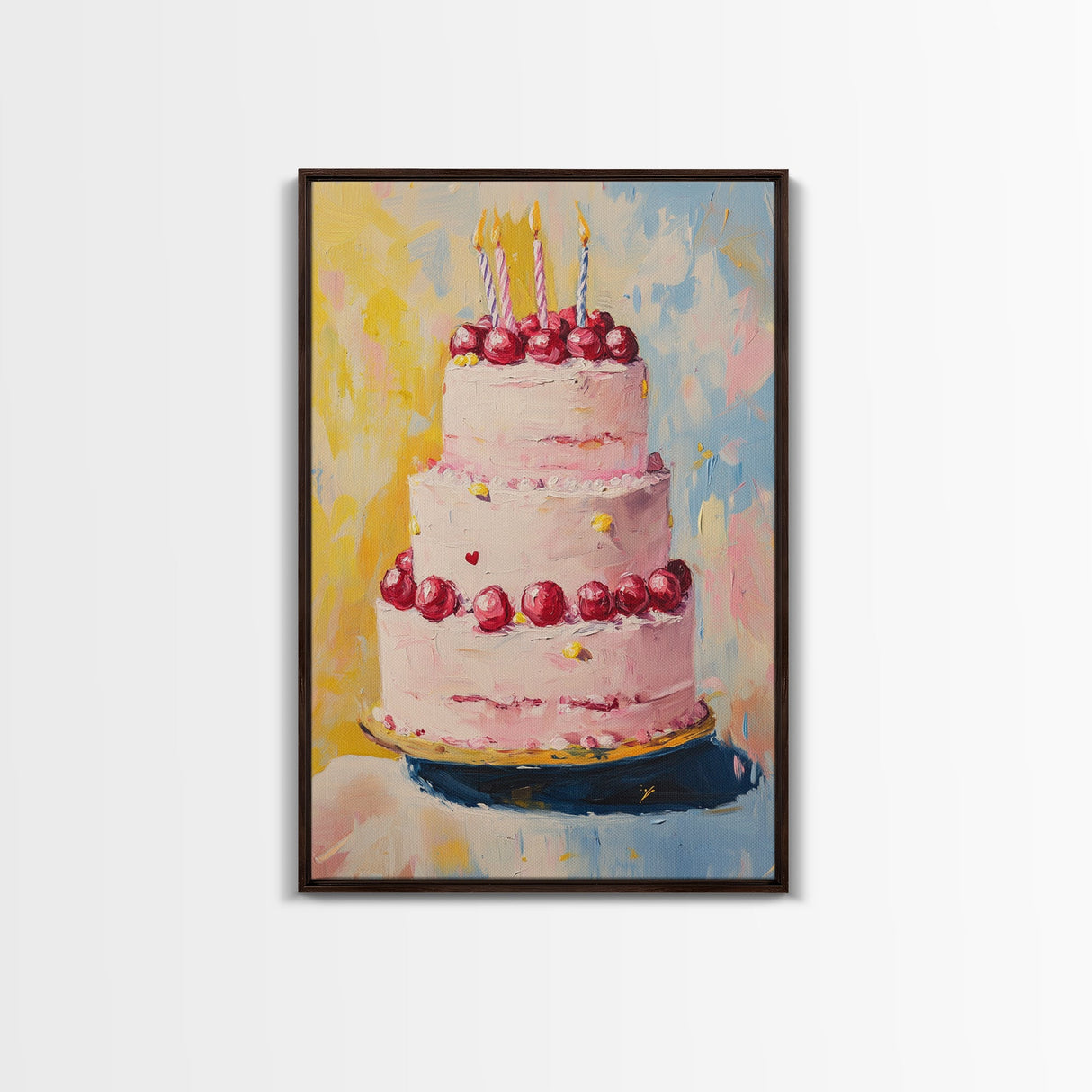 Large Original Birthday Cake Oil Painting Canvas Print, Abstract Wedding Cake, Wedding Decoration, Dessert Art, Kitchen Decor, Kitchen Art