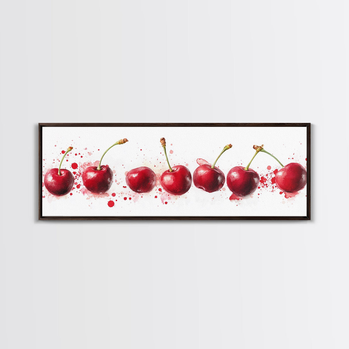 Original Cherry Painting Print - Panoramic Canvas Fruit Illustration - Home Decor For Kitchen - Framed Wall Art - Dining Room Decor