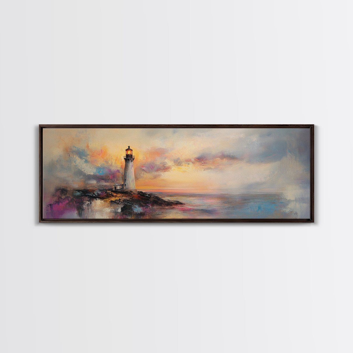 Lighthouse Painting Canvas Print, Lighthouse Art, Lighthouse Print, Lighthouse Gifts, Lighthouse Prints, Panoramic Art, Nautical Decor
