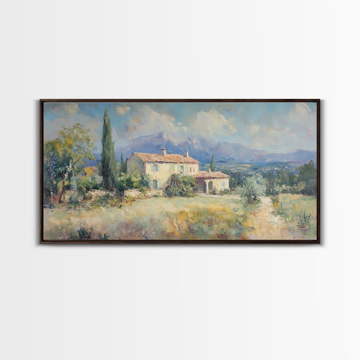 Whimsical Modern Art, Framed Canvas Print, Oil Painting of a Chalet, Kitsch Home Decor, Original Oil Painting, Victorian Painting
