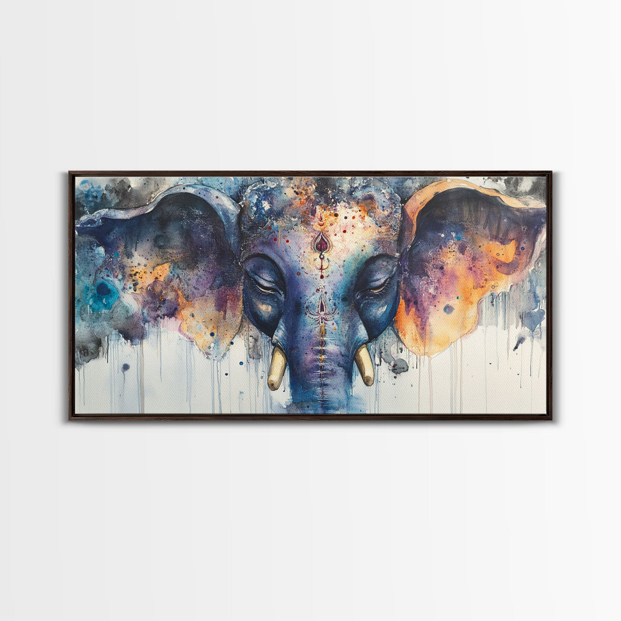 Ganesh Wall Art - Framed Canvas Print - Indian Wall Art - Ready To Hang - Hindu Wall Art - Hindu Painting - Ganesh Painting