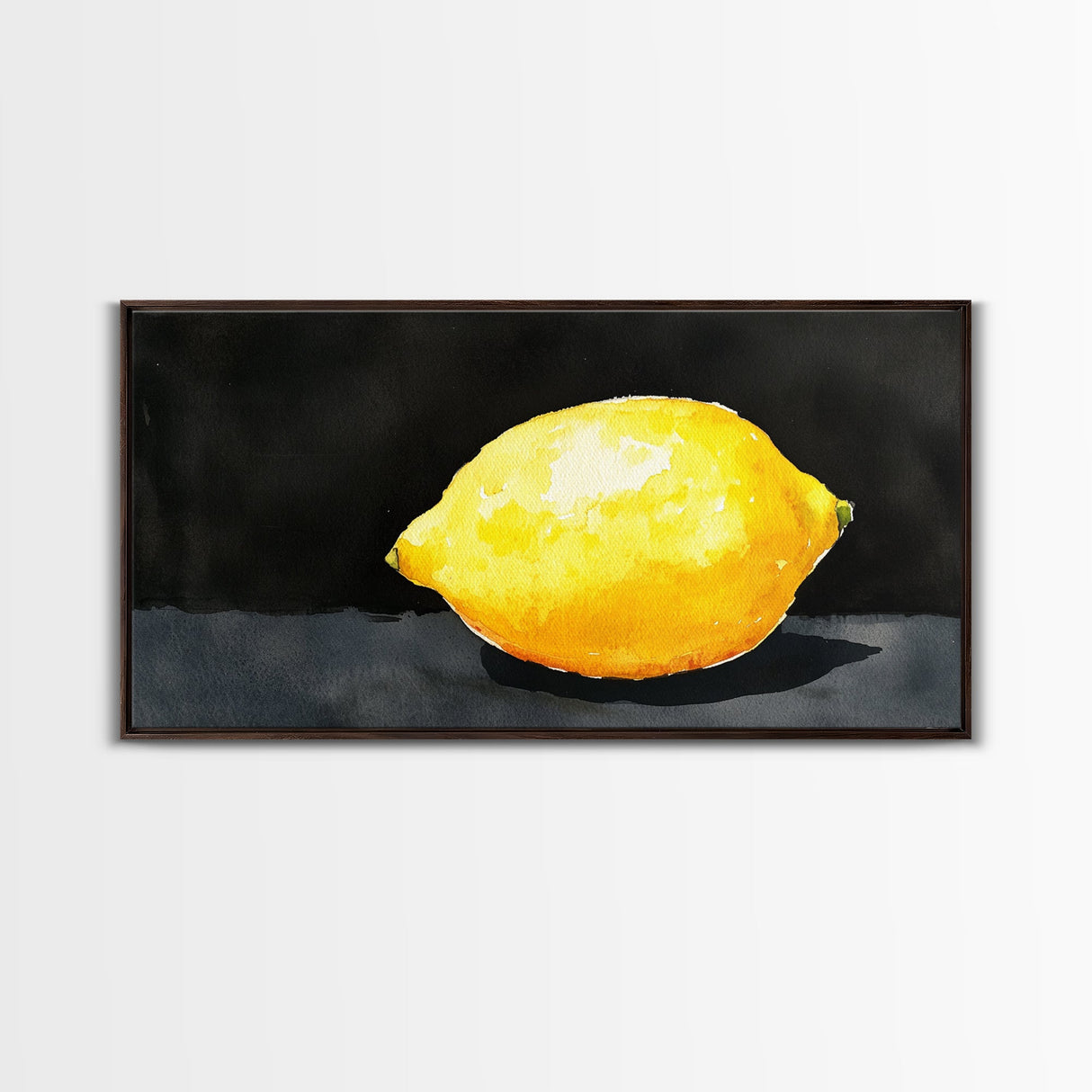 A Whole Lemon - Framed Canvas Print - Abstract Watercolor Lemon Painting - Kitchen Wall Art