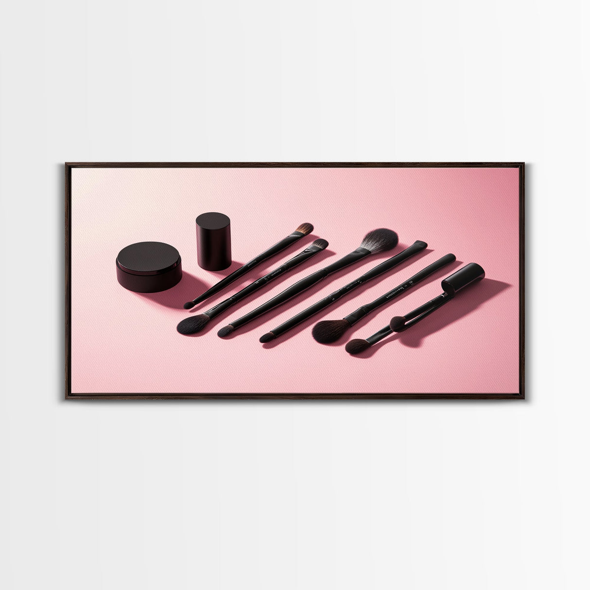 Makeup Brushes Framed Canvas Print - Makeup Wall Art - Preppy Dorm Room Decor - Makeup Painting