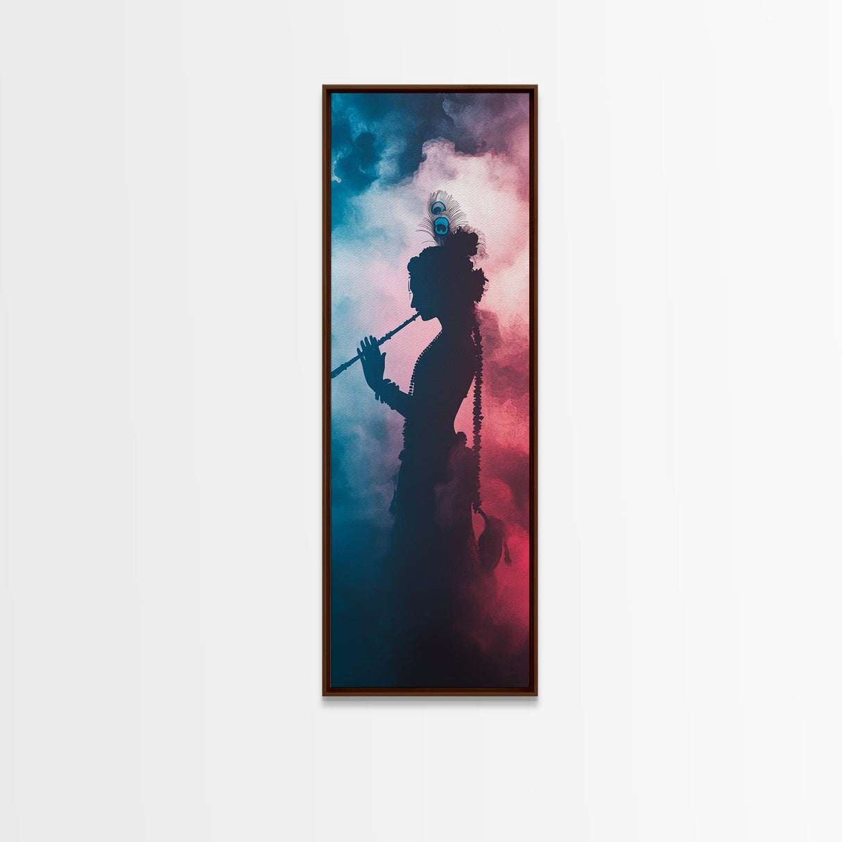 Radha Krishna Painting Print, Framed Canvas Print, Krishna Wall Art, Tall Vertical Art, Skinny Art, Indial Art, Krishna Painting