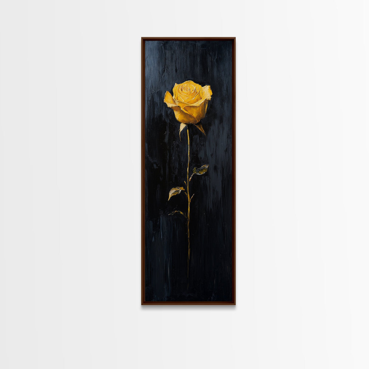 Golden Rose Painting Framed Canvas Print Elegant Art Nouveau Flower Decor, Rose Painting, Yellow Flower Canvas, Living Room Botanical Prints