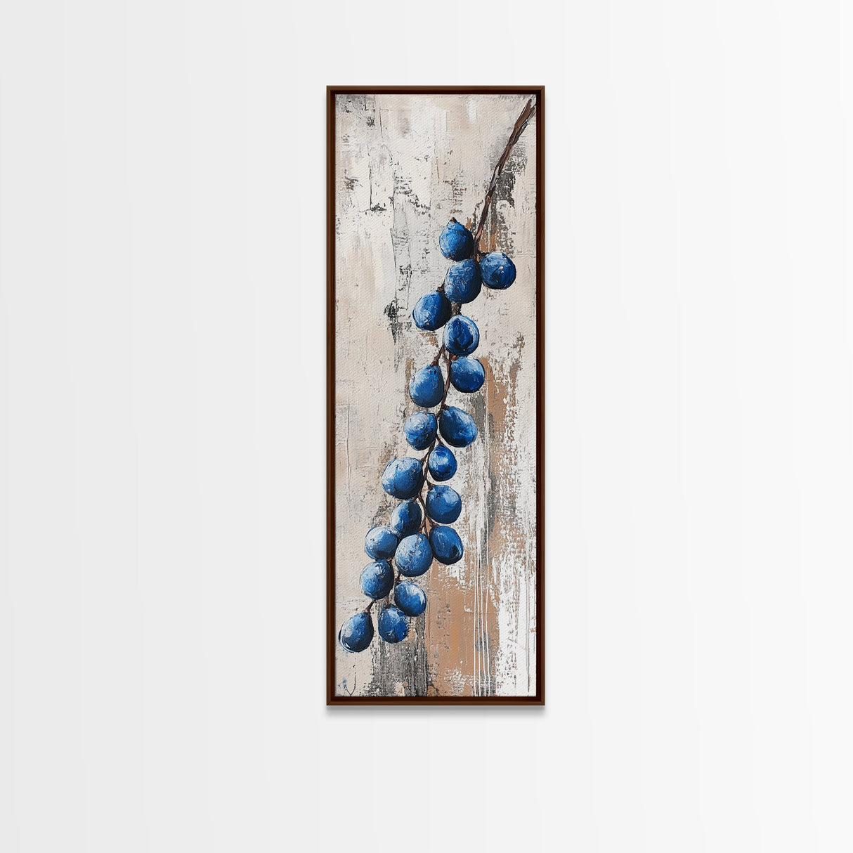 Framed Canvas Print Blueberries Still Life Painting Rustic Wall Art Botanical Prints Food Review Kitchen Art