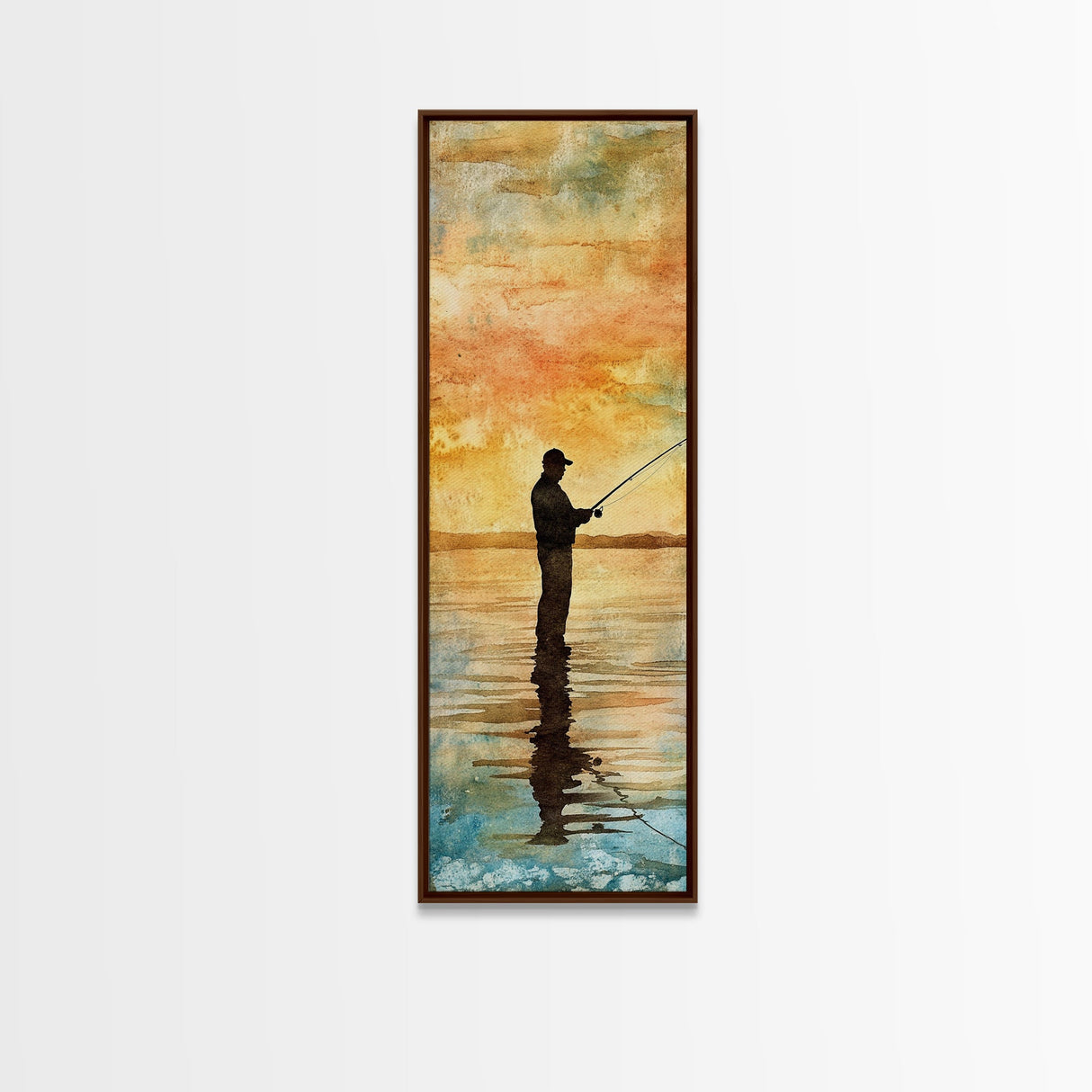 Framed Canvas Print Fishing Silhouette Art Above Sofa Art Southwest Wall Art Gift Idea Living Room Art Nature Lover's Unique Home Decor