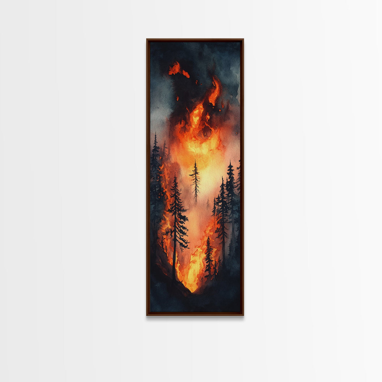 Serene Deer by Lake Canvas Print – Forest Scene, Deer Drinking Water, Rustic Wall Art, Landscape Painting, Living Room Art, Above Sofa Wall Art