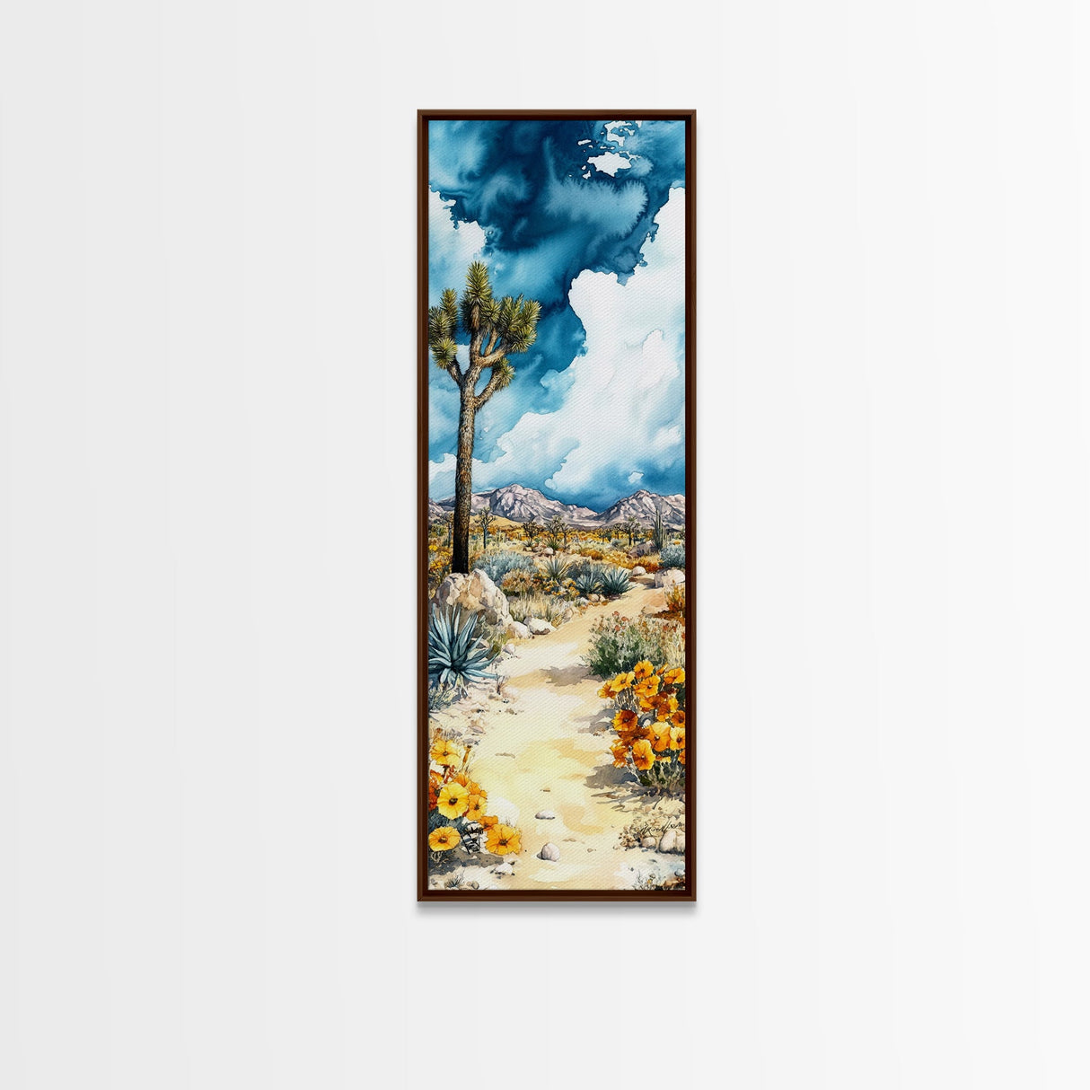 Joshua Tree California Watercolor Painting Print - California Art - Tall Skinny Art - Narrow Art - Joshua Tree Painting - Joshua Tree Art