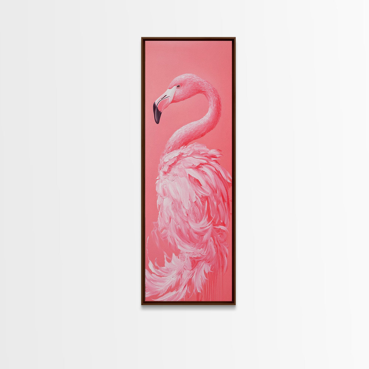 Preppy Dorm Room Wall Art Gift For Her, Framed Canvas Print, Pink Flamingo Painting, Tall Skinny Art, Narrow Wall Art, Skinny Art