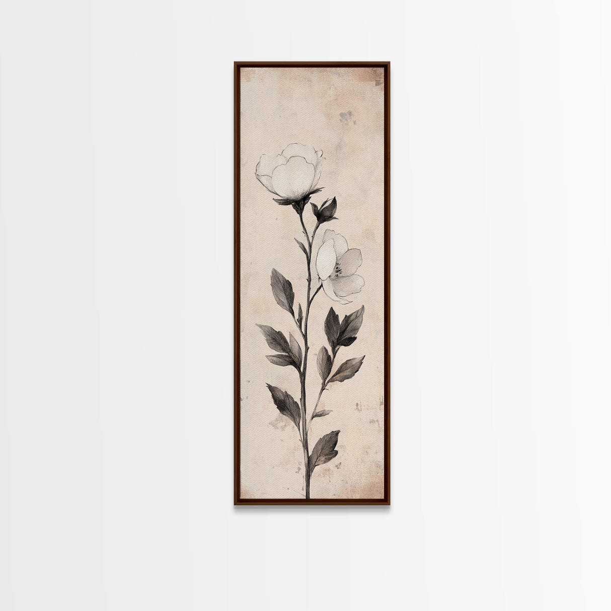 Sketch of a Flower Canvas Print, Wood Framed Wall Art, Flower Painting, Flower Decor, Floral Botanical Wall Art, Flower Print Narrow Art