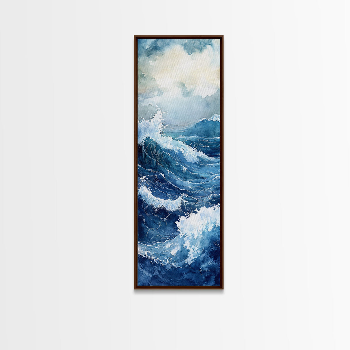 Ocean Waves Canvas Print Coastal Wall Art Nautical Decor Seascape Painting Above Bed Art Living Room Art Blue Green Wall Gift