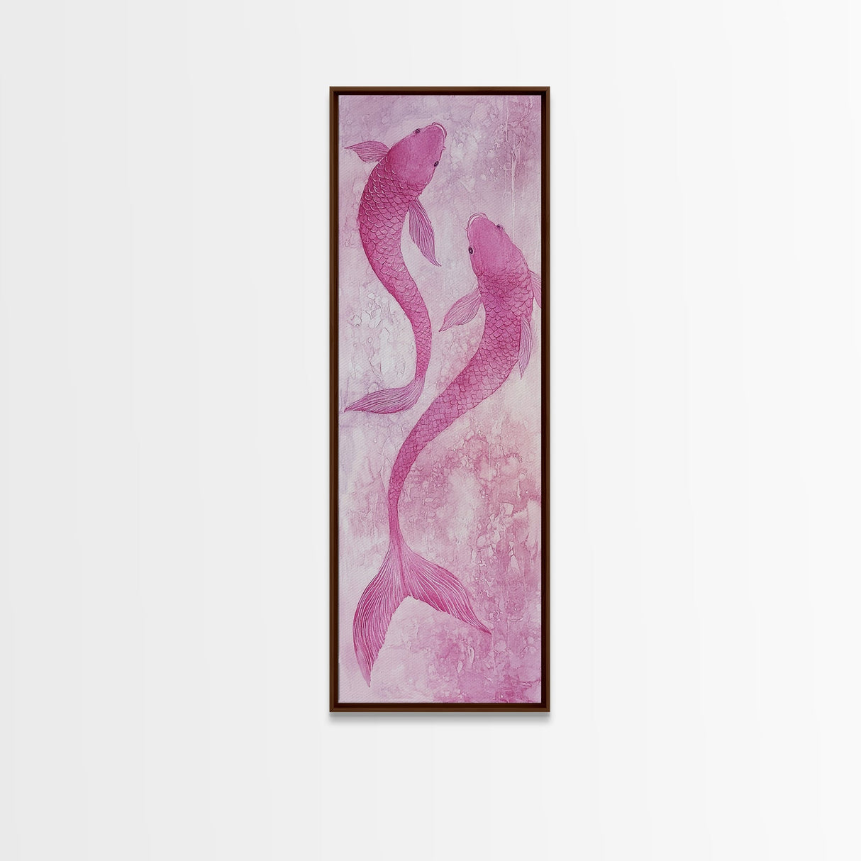 Koi Fish Painting Framed Canvas Print Light Pink Wall Art Long Narrow Wall Art Bedroom Art Above Bed Art Gift Idea Living Room Art