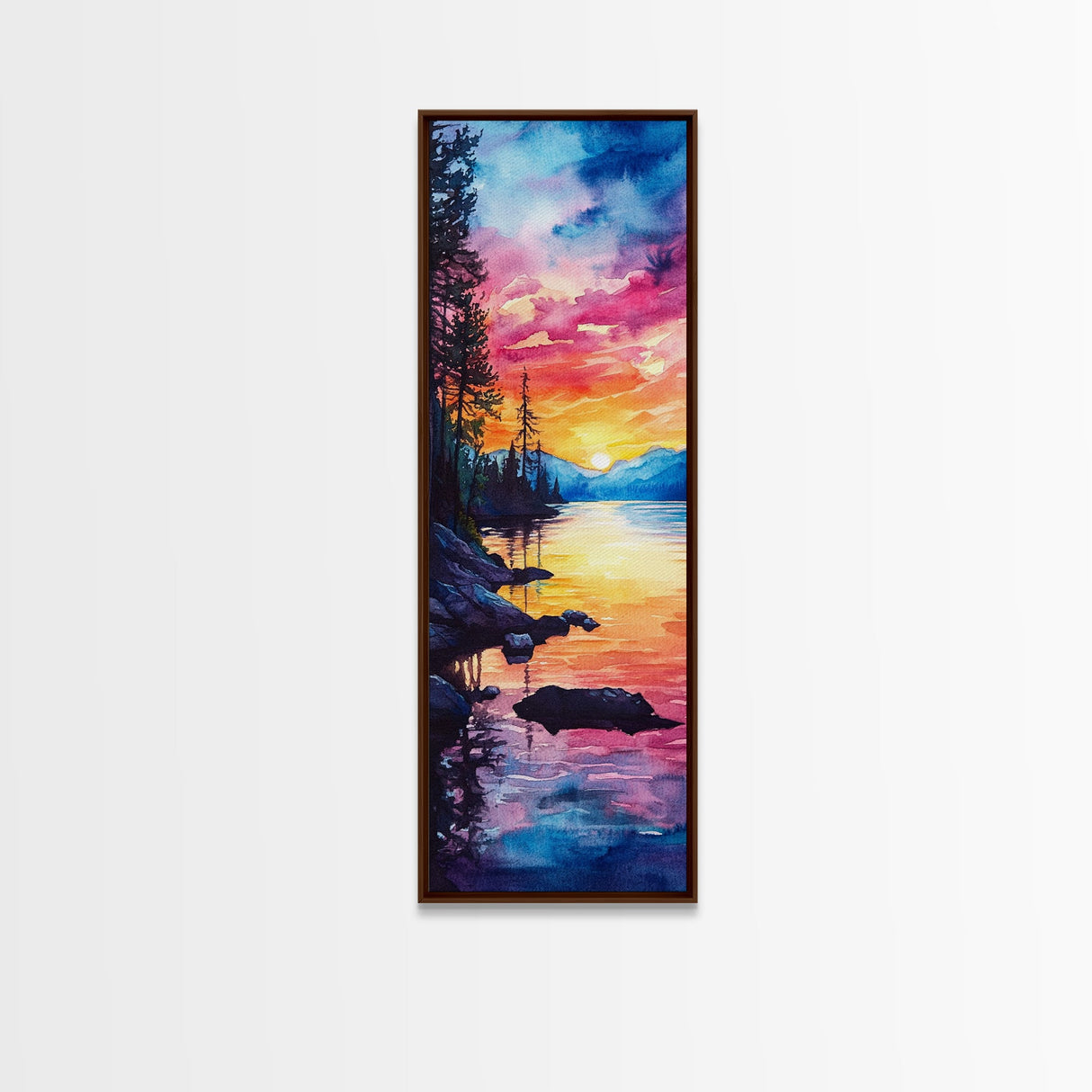 Framed Canvas Print Sunset Reflection Lake Tahoe Art Coastal Decor Nautical Painting Rustic Wall Art Living Room Art Christmas Gift