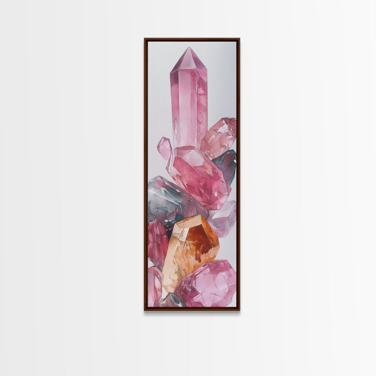 Rose Quartz Gem Canvas Print Gemstone Watercolor Art Unique Bedroom Decor Crystal Lover Light Pink Wall Art Gift Idea