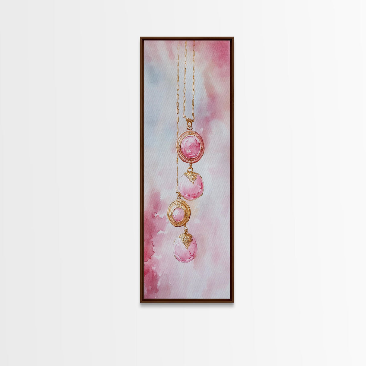 Pearl Necklace Watercolor Canvas Print Pink Wall Art Glamour Bedroom Decor Romantic Wabi Sabi Aesthetic Art