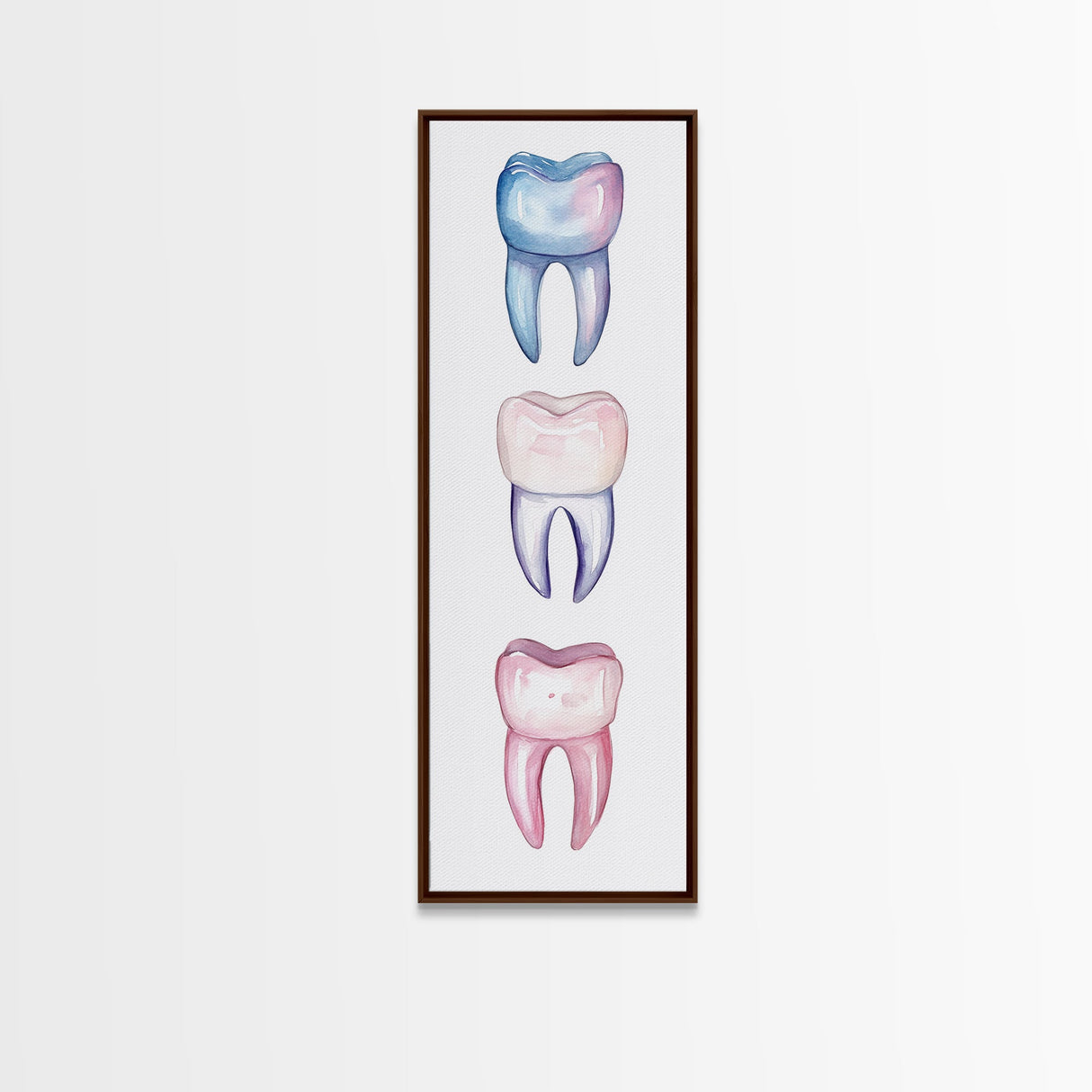 Whimsical Rainbow Teeth Canvas Print, Dentist Office Vertical Wall Art, Vibrant Dental Art Print for Gift Ideas