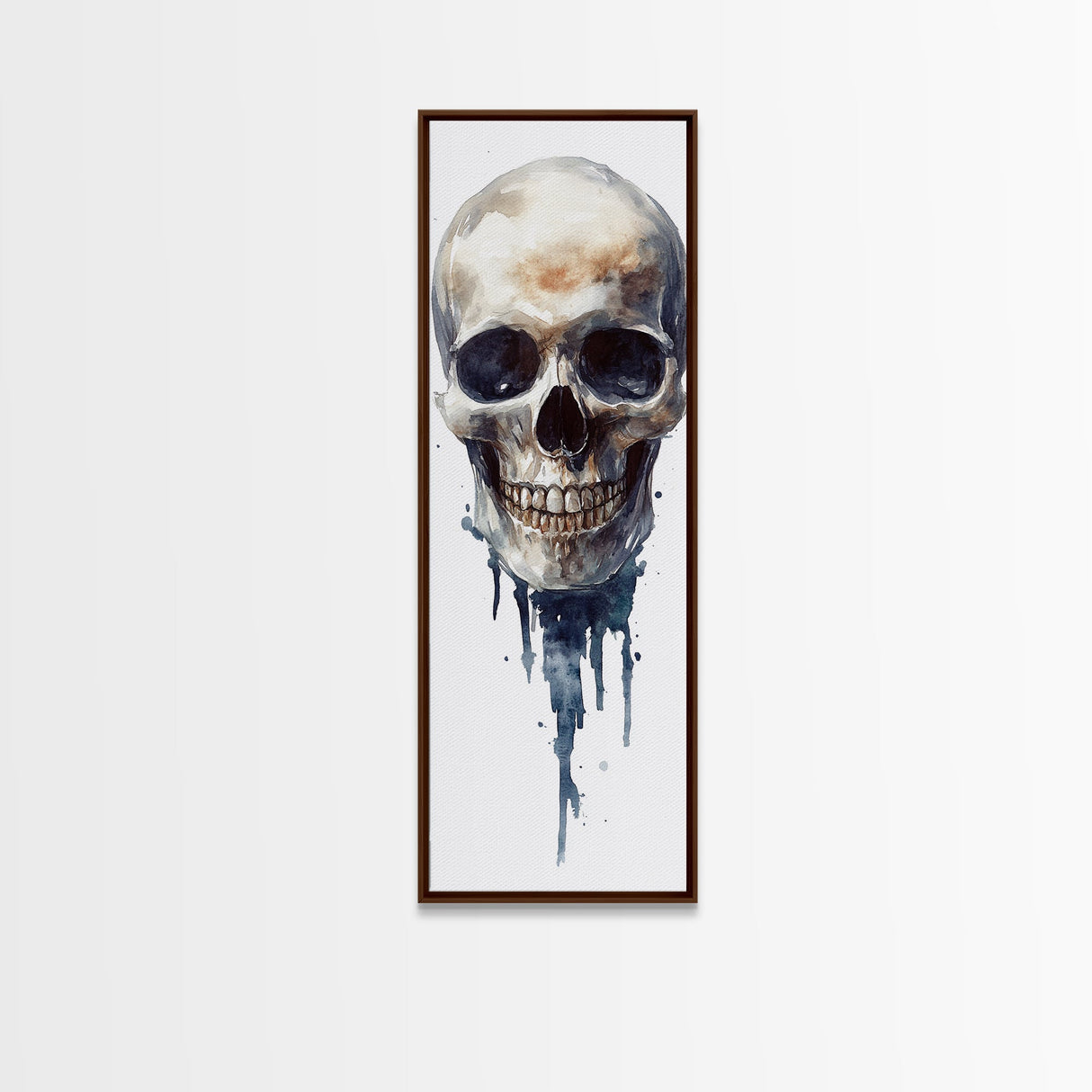 Framed Canvas Print Skull Art for Gothic Decor, Moody Halloween Wall Art, Original Skull Artwork, Living Room Art, Gift Idea for Him