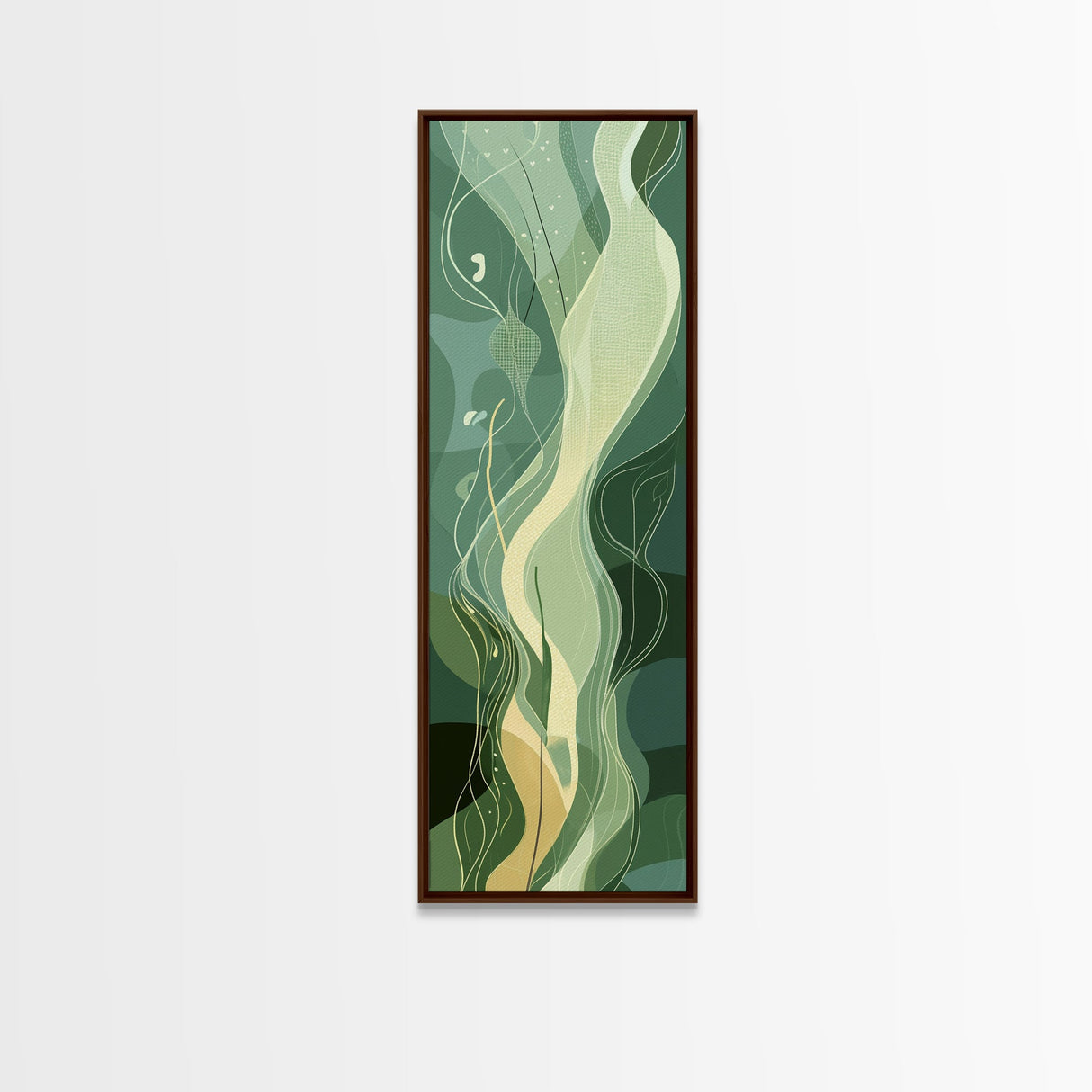 Sage Green Framed Canvas Print, Abstract Botanical Artwork, Whimsical Wabi Sabi Wall Art, Gift Idea for Living Room, Minimalist Art
