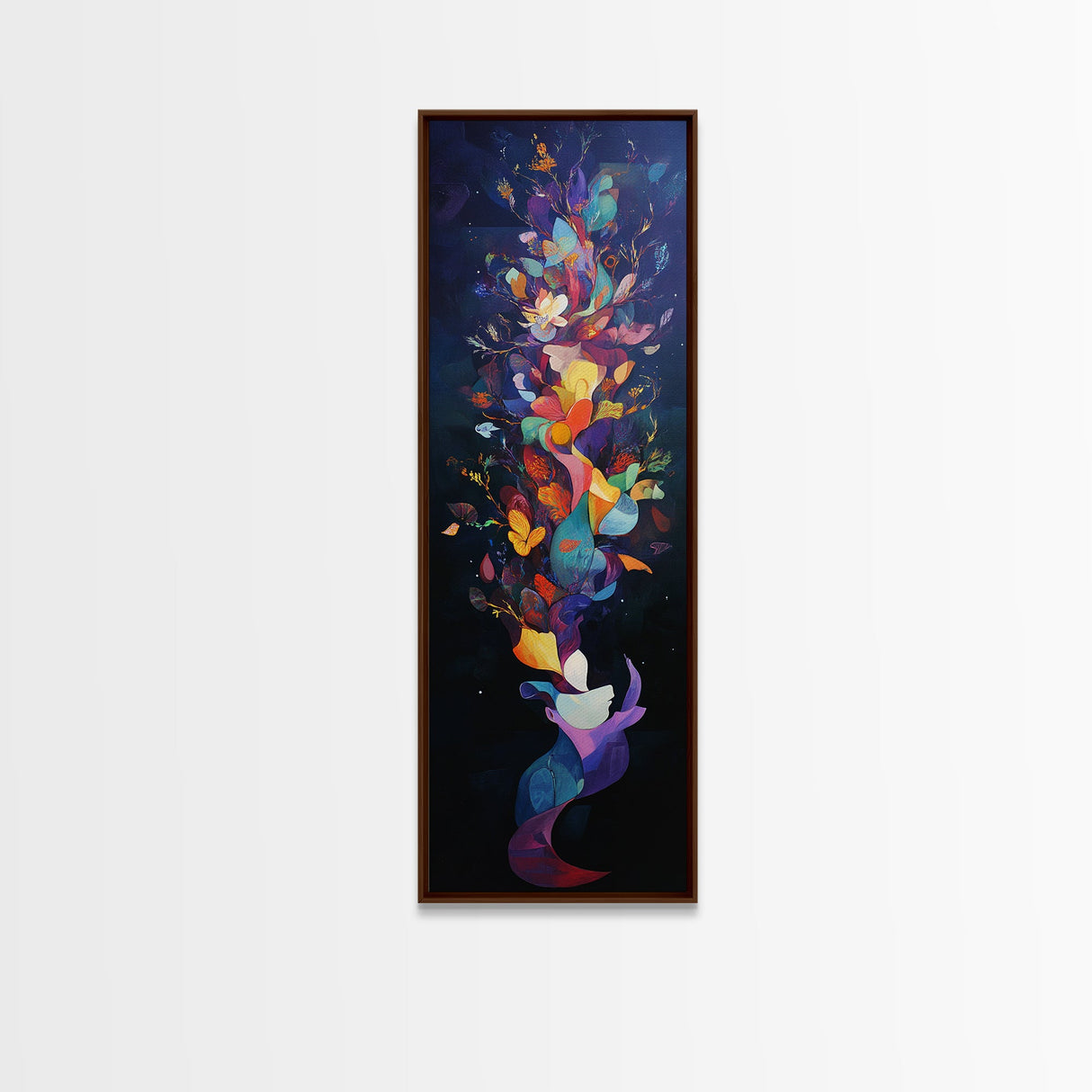 Vibrant Floral Explosion Canvas Print with Boho Artistic Style, Vertical Wall Art Gift Idea with Nature-Inspired Colors