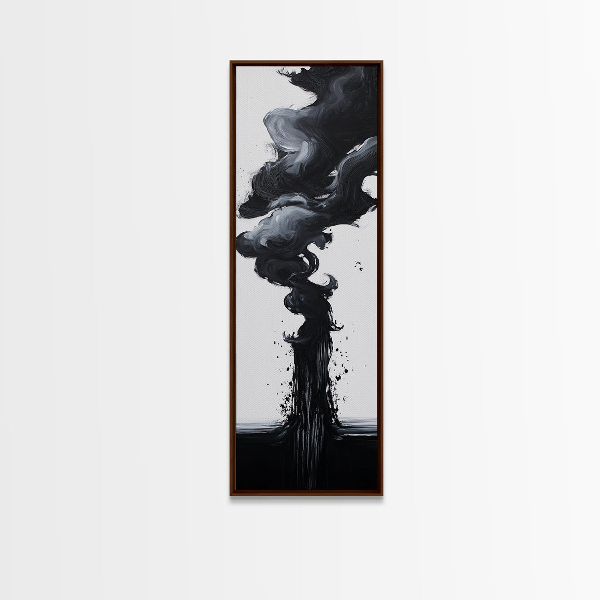 Smoke Abstract Art Canvas Print Black White Contemporary Modern Home Decor Moody Wall Art Vertical Long Narrow Artwork