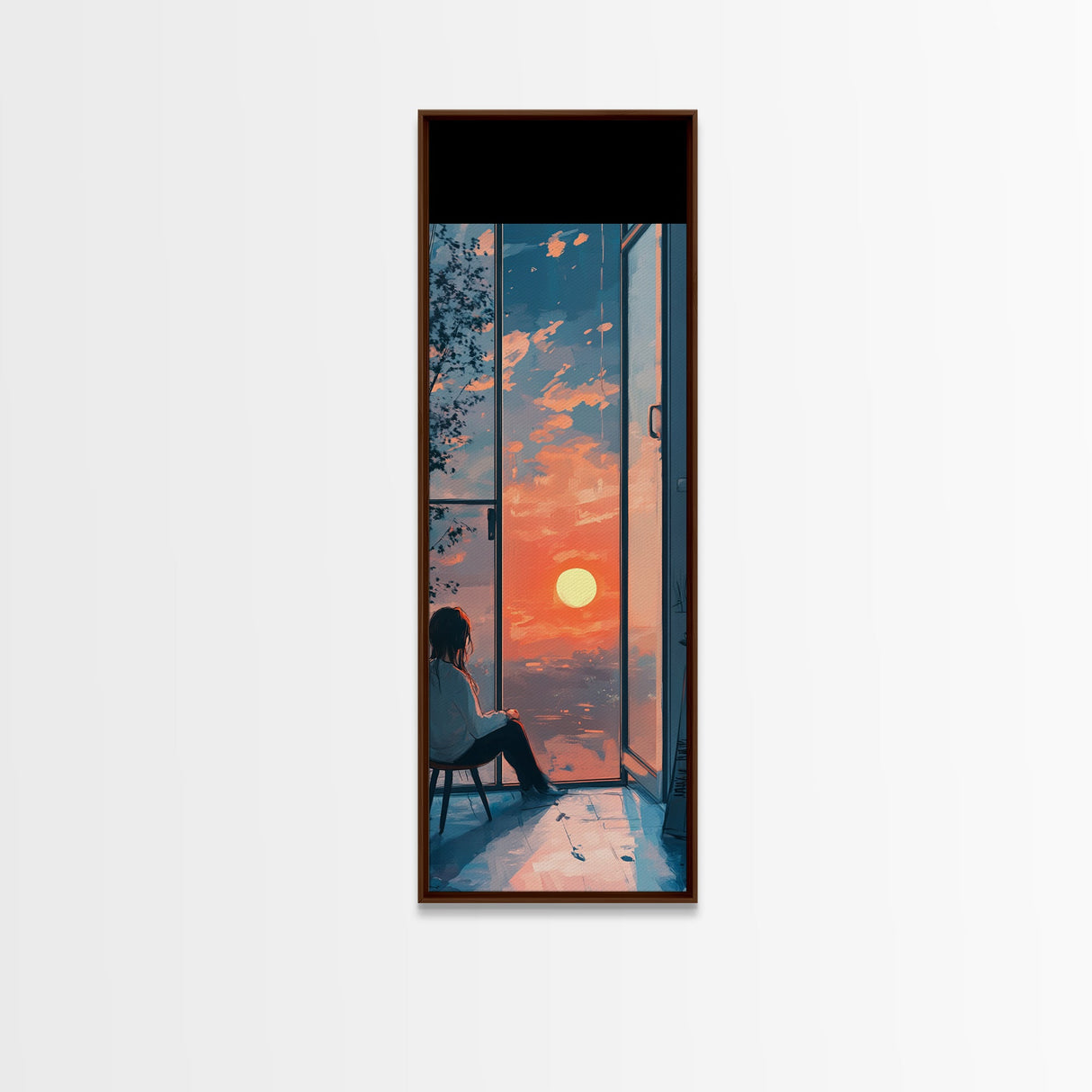 Serene Sunset Reflection Framed Canvas Print Moody Art Bedroom or Living Room Coastal Decor Horizontal Wall Painting Piece